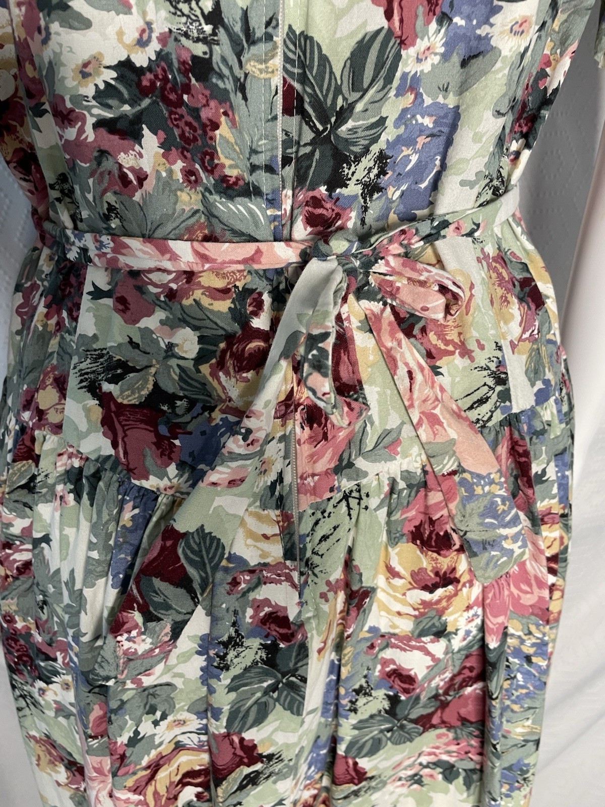 80’s Brandywine Creek Pastel Floral Prairie Dress Granny Lace Collar 9/10 Midi