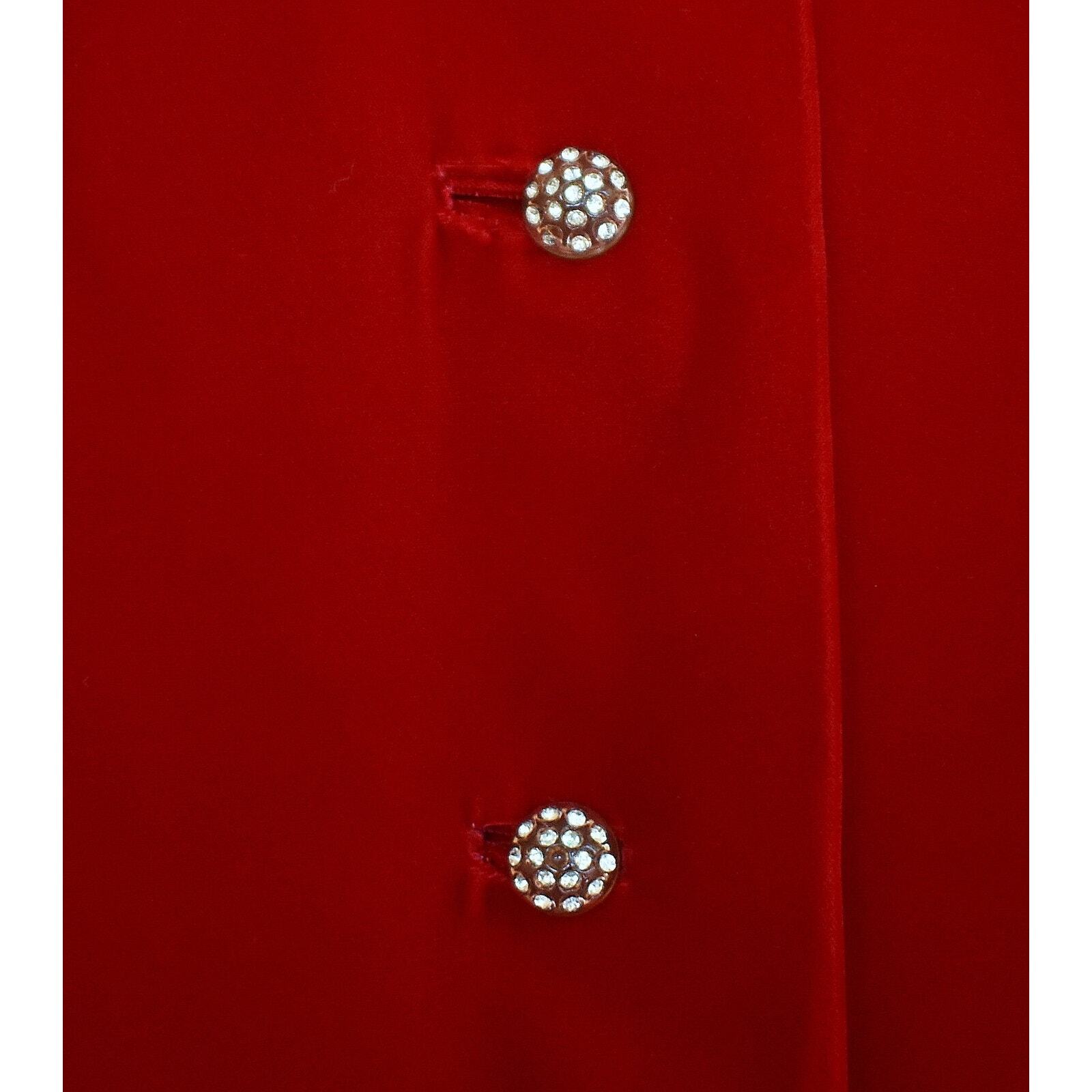 Vintage 60s Red Velvet Ankle Length Cape, Rhinestone Buttons, Size M, L, XL