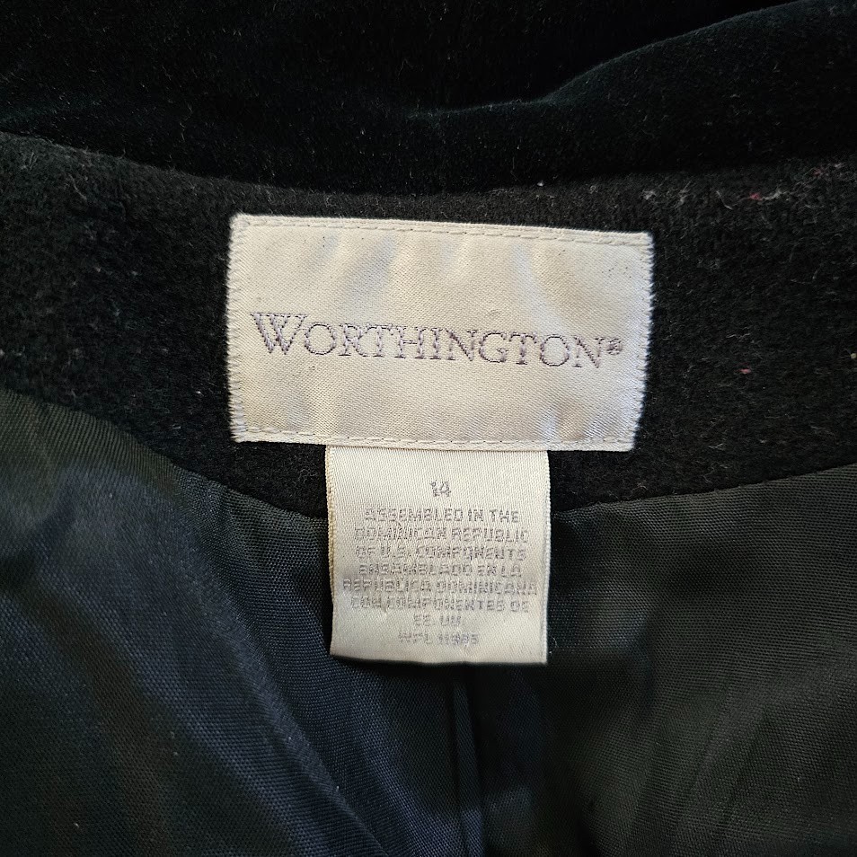Vtg 80s Little Gothic Riding Hood Black Wool Velvet Full Length Cloak Coat L/XL