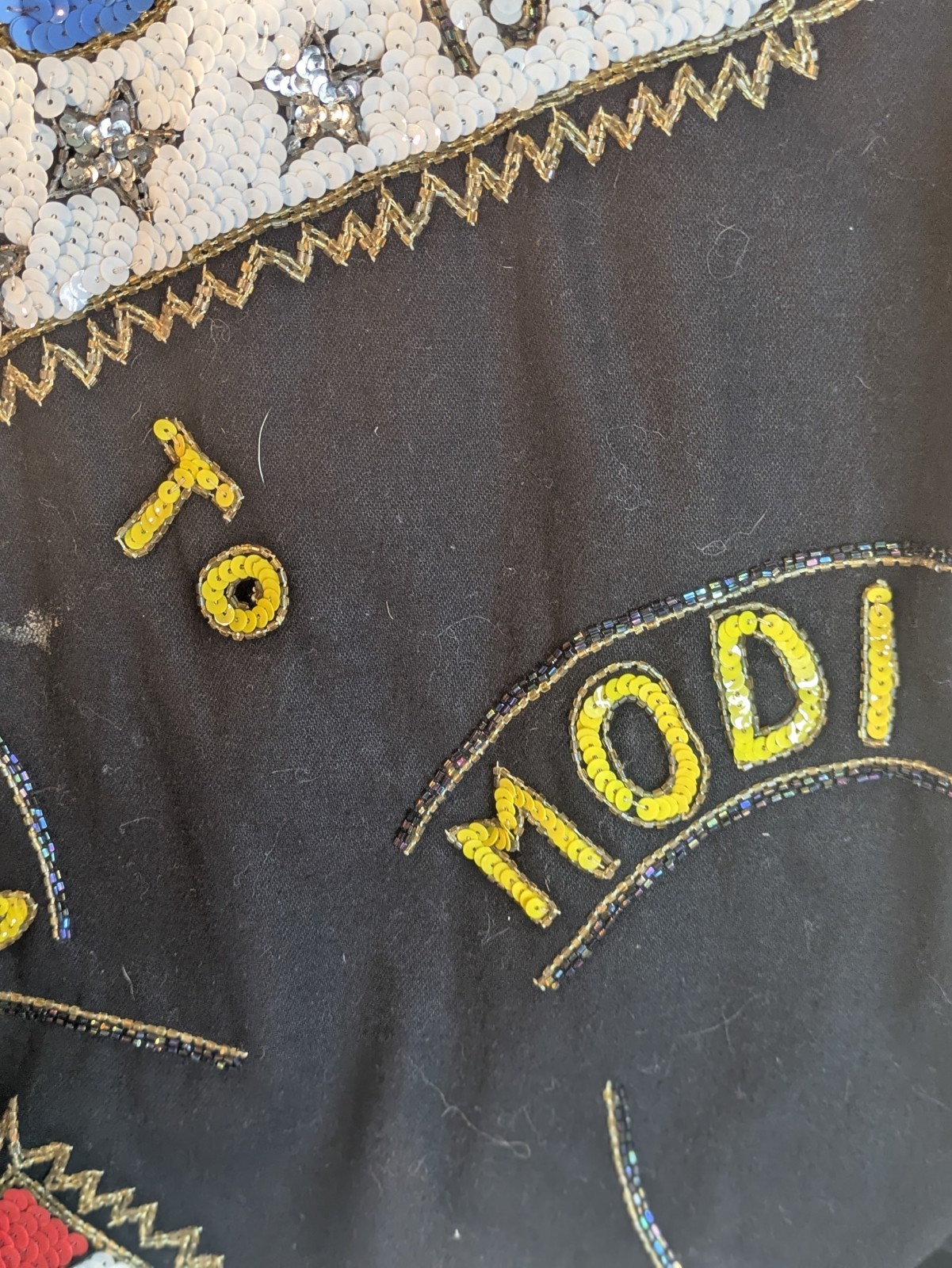 VTG 80’s MODI DENIM US POSTAGE Sequin Embellished Bomber Jacket Size 10/12 Coat