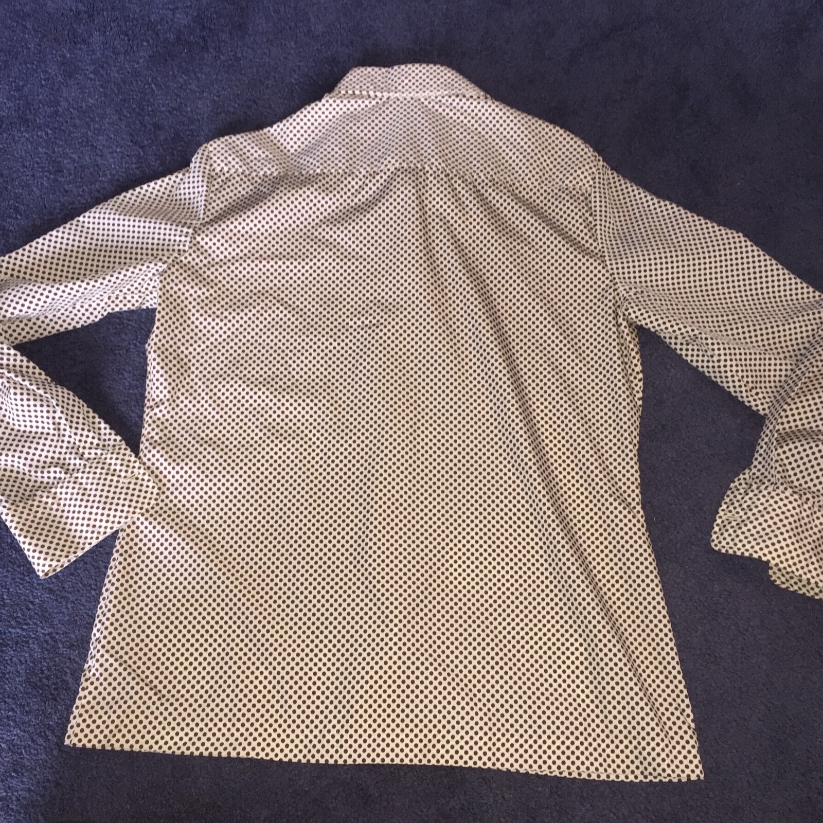 Womens Vintage BLOUSE Light Tan Brown Polka Dots 41 Bust XL Extra I MAGNIN LS