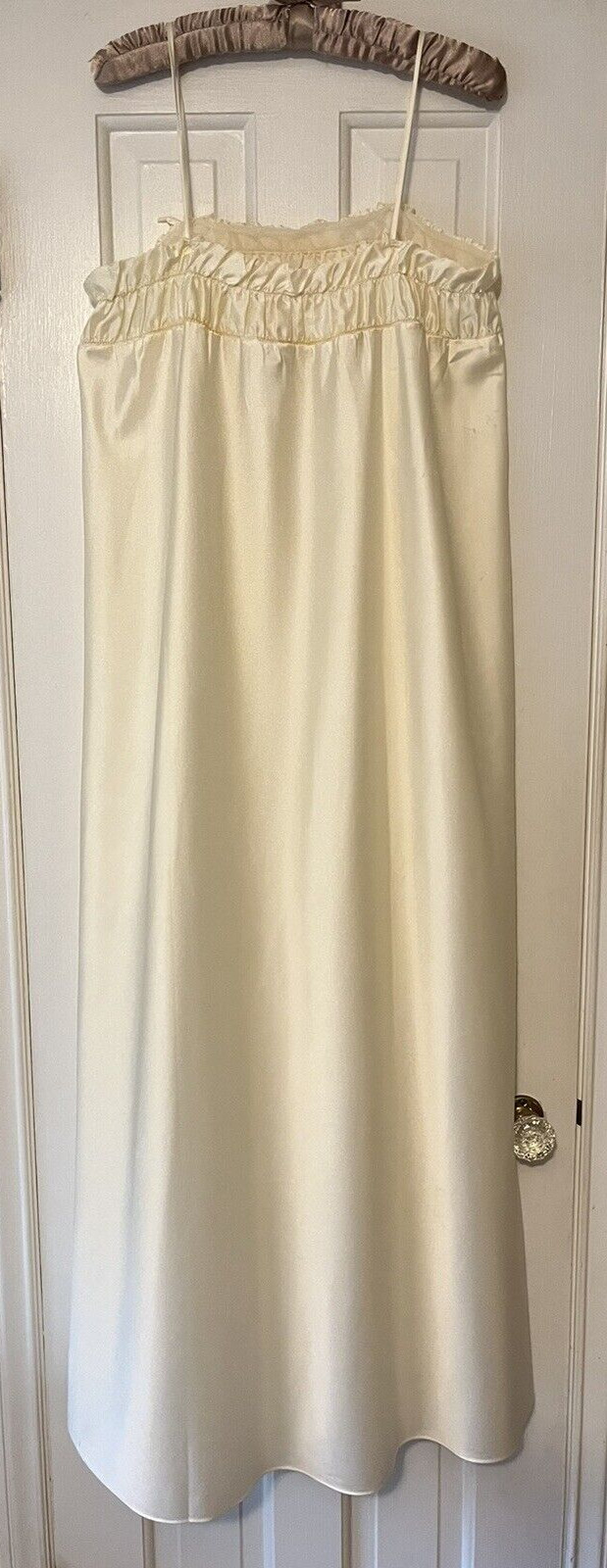Vintage 1960s Stan Herman Creme Nightgown w/Spaghetti Straps Size Large