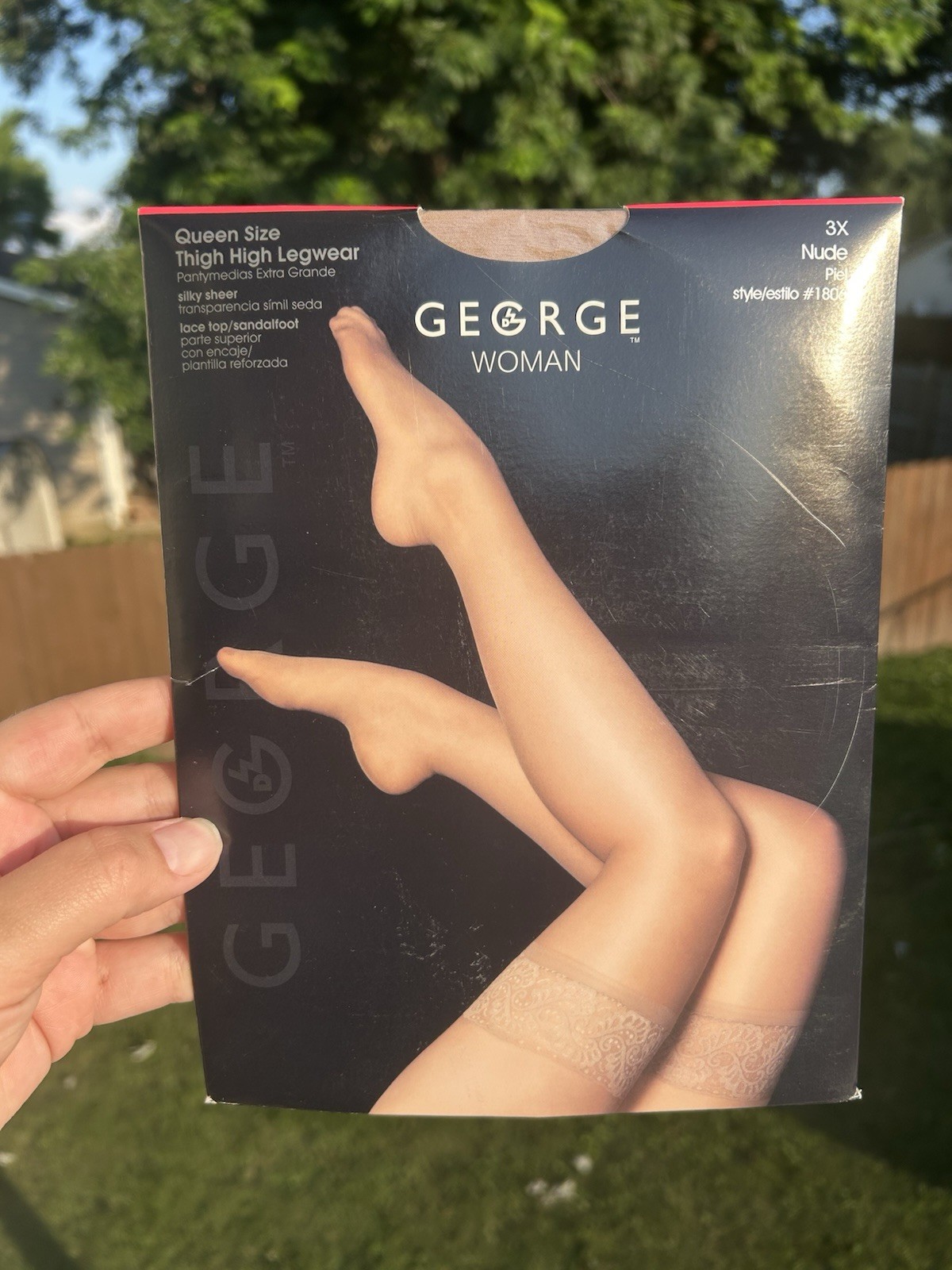 NEW George Plus Nude Style # 1806 Pantyhose Thigh High Lace Top Queen Size 3X