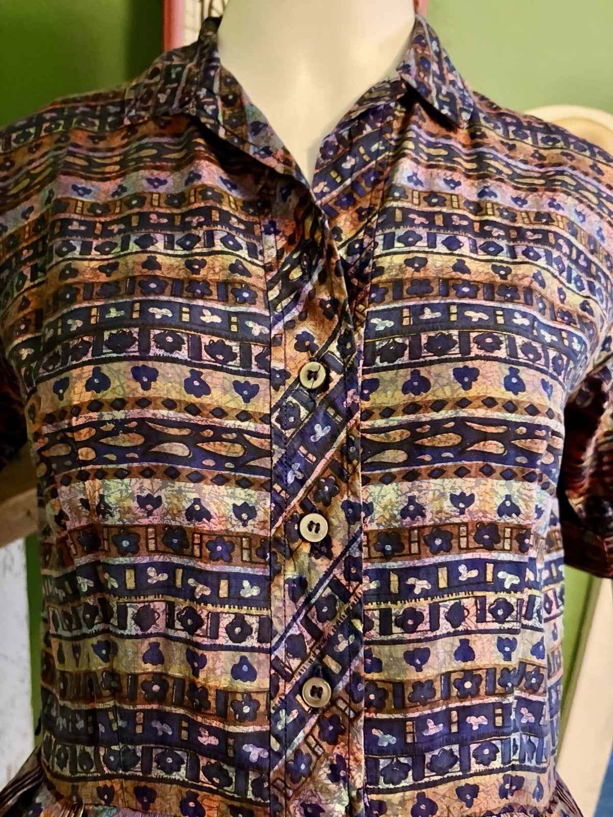 Vintage 1950’s Graphic Print Shirtwaist Day Dress Westbury Fashions S 36/26