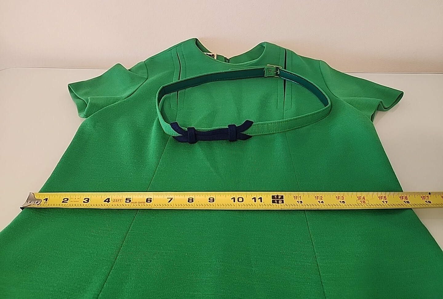 Vintage Rona Green 100% Pure Wool Dress Belted MCM