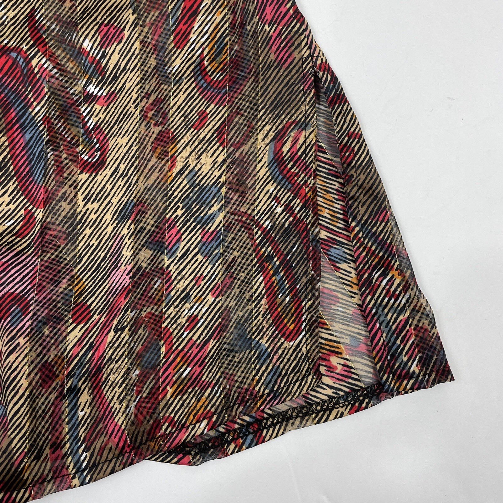 Vintage 80s Sheer Metallic Paisley Open Front Kimono Style Cardigan One Size