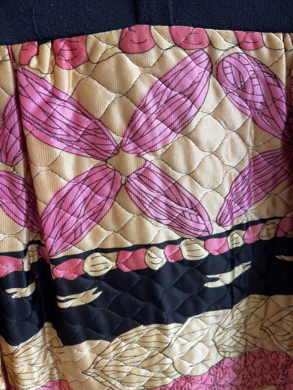 Vtg MCM 1960s EVE LE COQ Maxi Dress S/M Boho Hip Chic Black Pink MAD MEN ERA