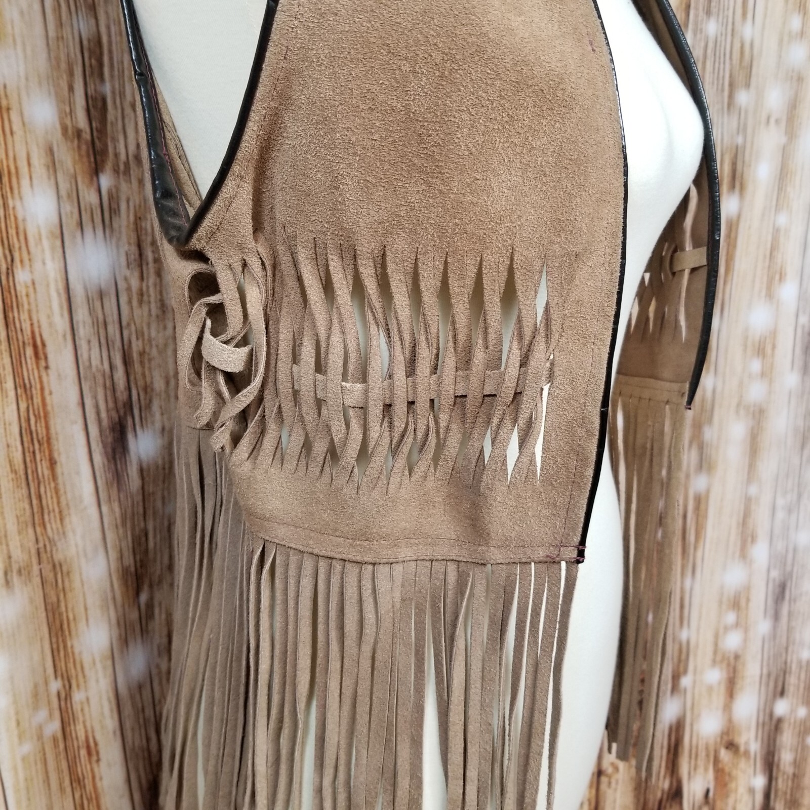 VTG Montes Suede Tan Leather Women’s Stylish Fringe Vest Vintage Made In Mexico