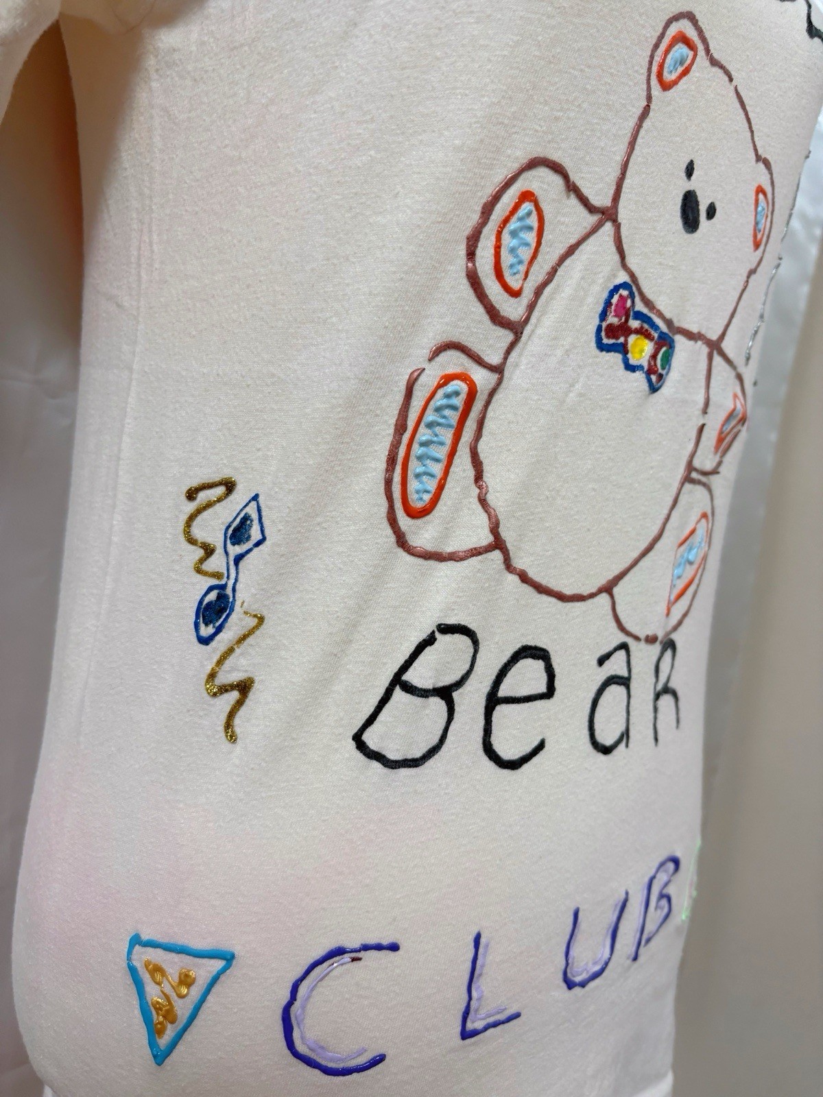 Vintage 1980s Teddy Bear Handpainted T shirt Made in USA SizeS Kawaii Cute