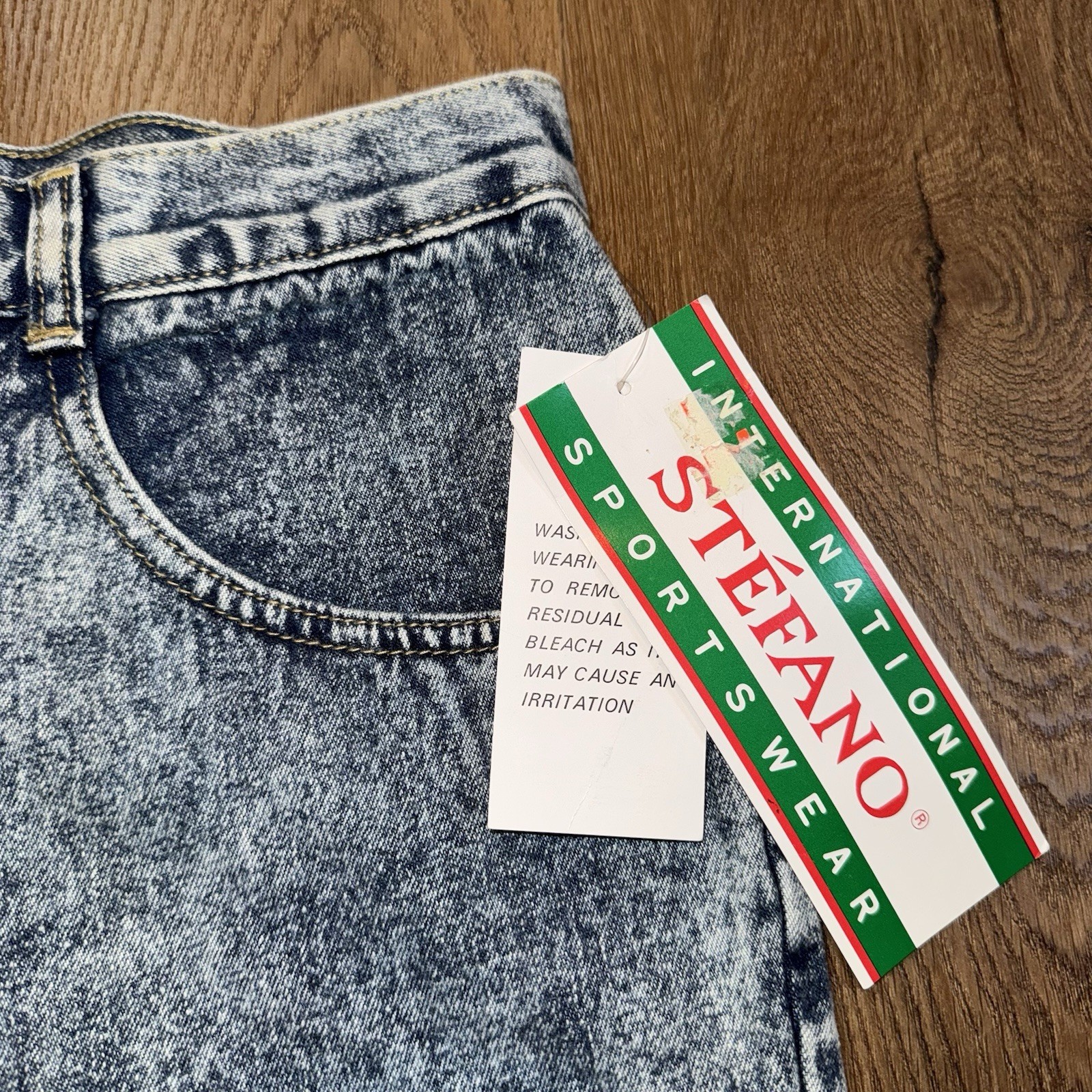 NOS Stefano Denim Shorts Women Vtg 80s 90s Acid Wash Stone Jeans Deadstock 9 10