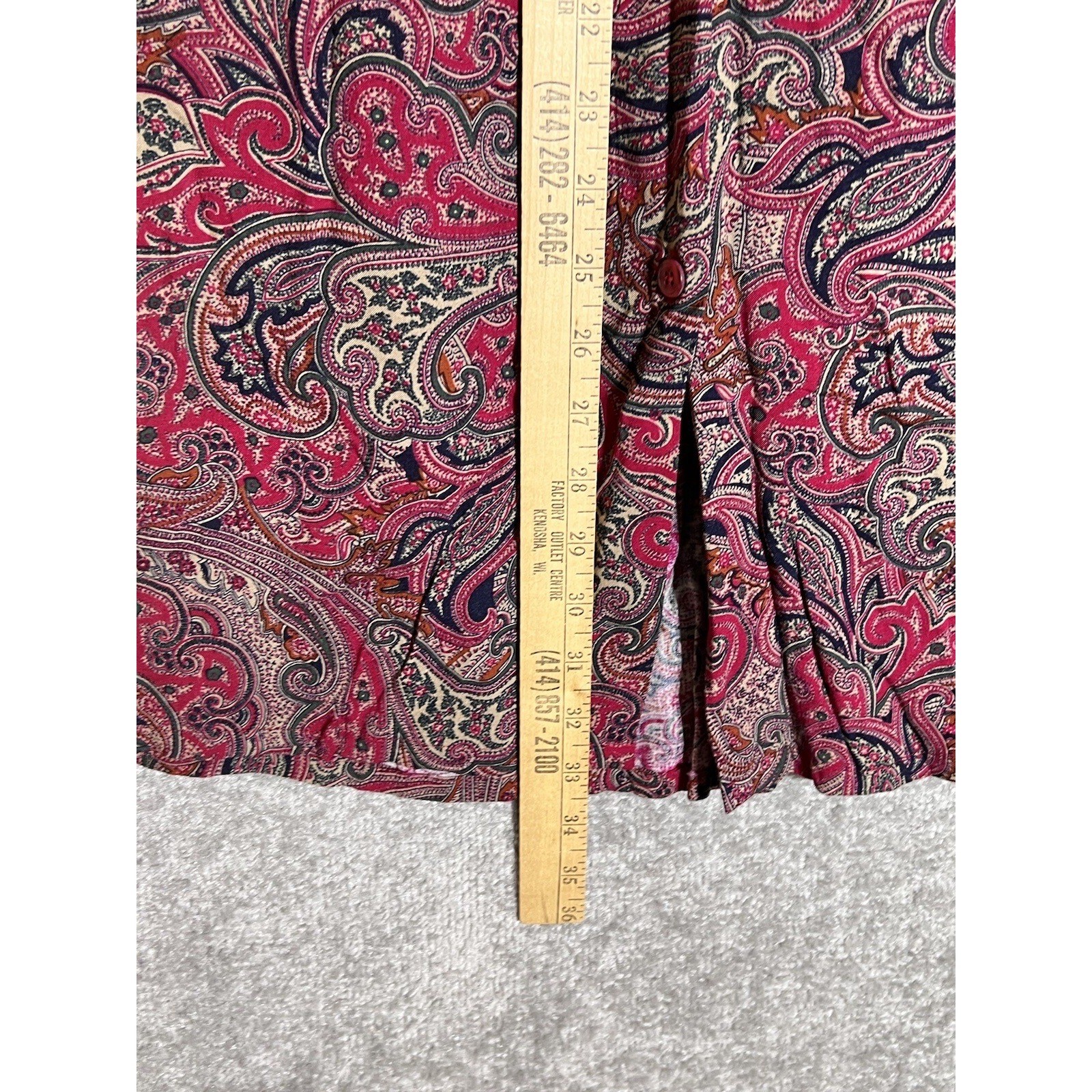 American Collection Maxi Skirt Womens Size 14 Red Paisley Button Front Vintage
