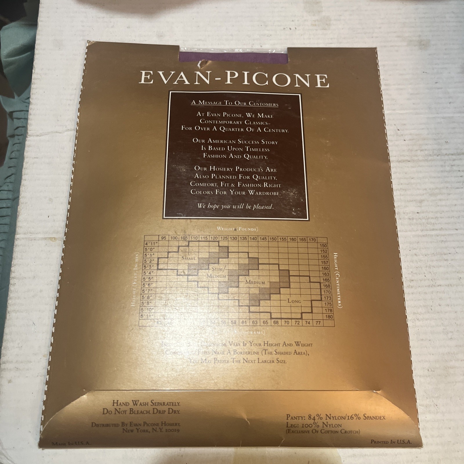 Evan Picone Pantyhose VTG 90s Slim/Medium Smoked Violet Sheerest Sheer