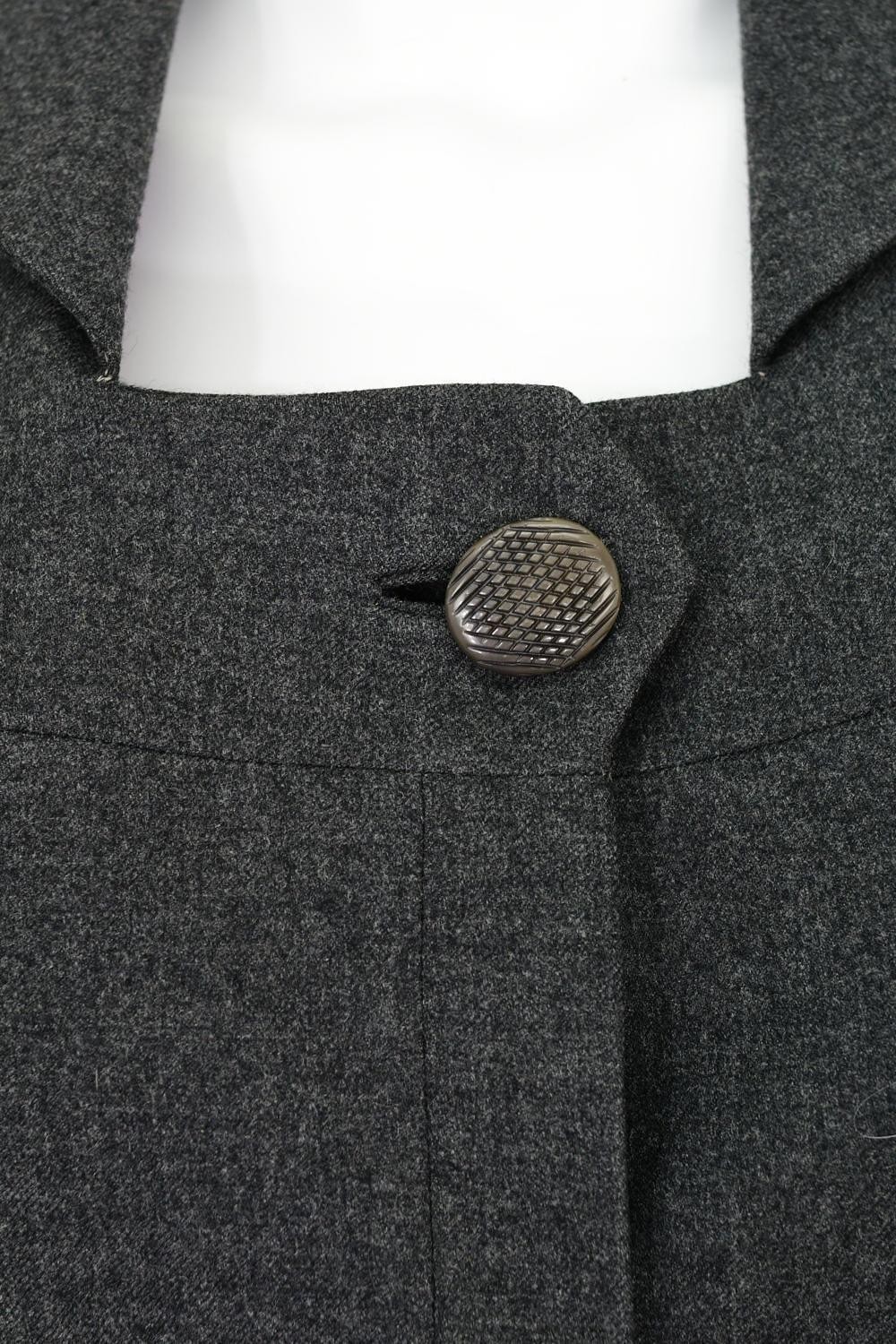 50s Vintage Wool Peplum Blazer Womens S Charcoal Gray Hourglass Square Neck Top