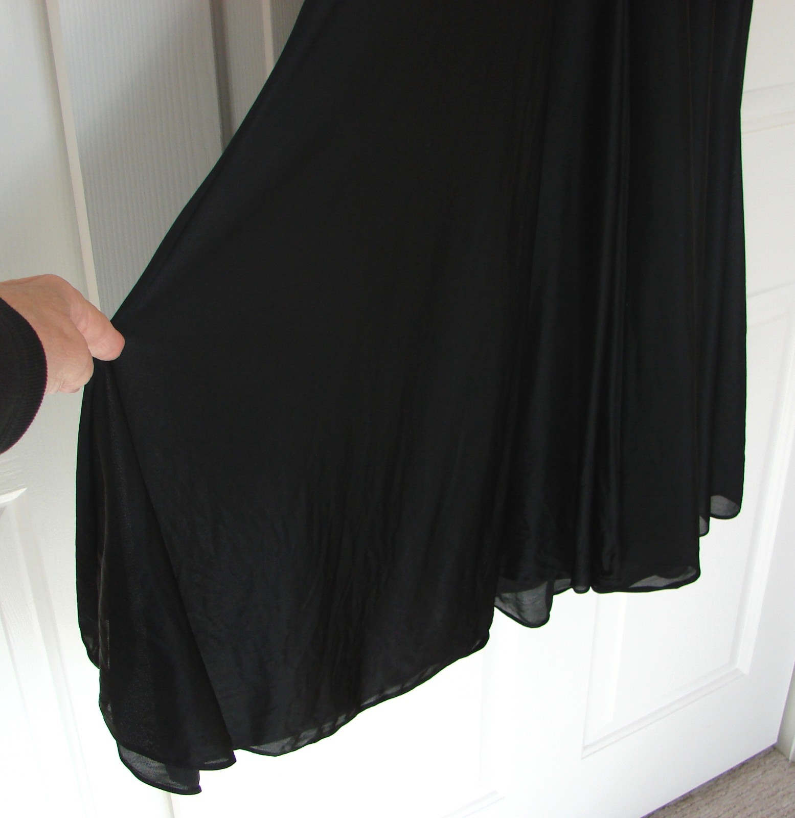 Vintage Black FARIS Stretch Lace Bodice Cap Sleeve Sweeping Skirt Nightgown L
