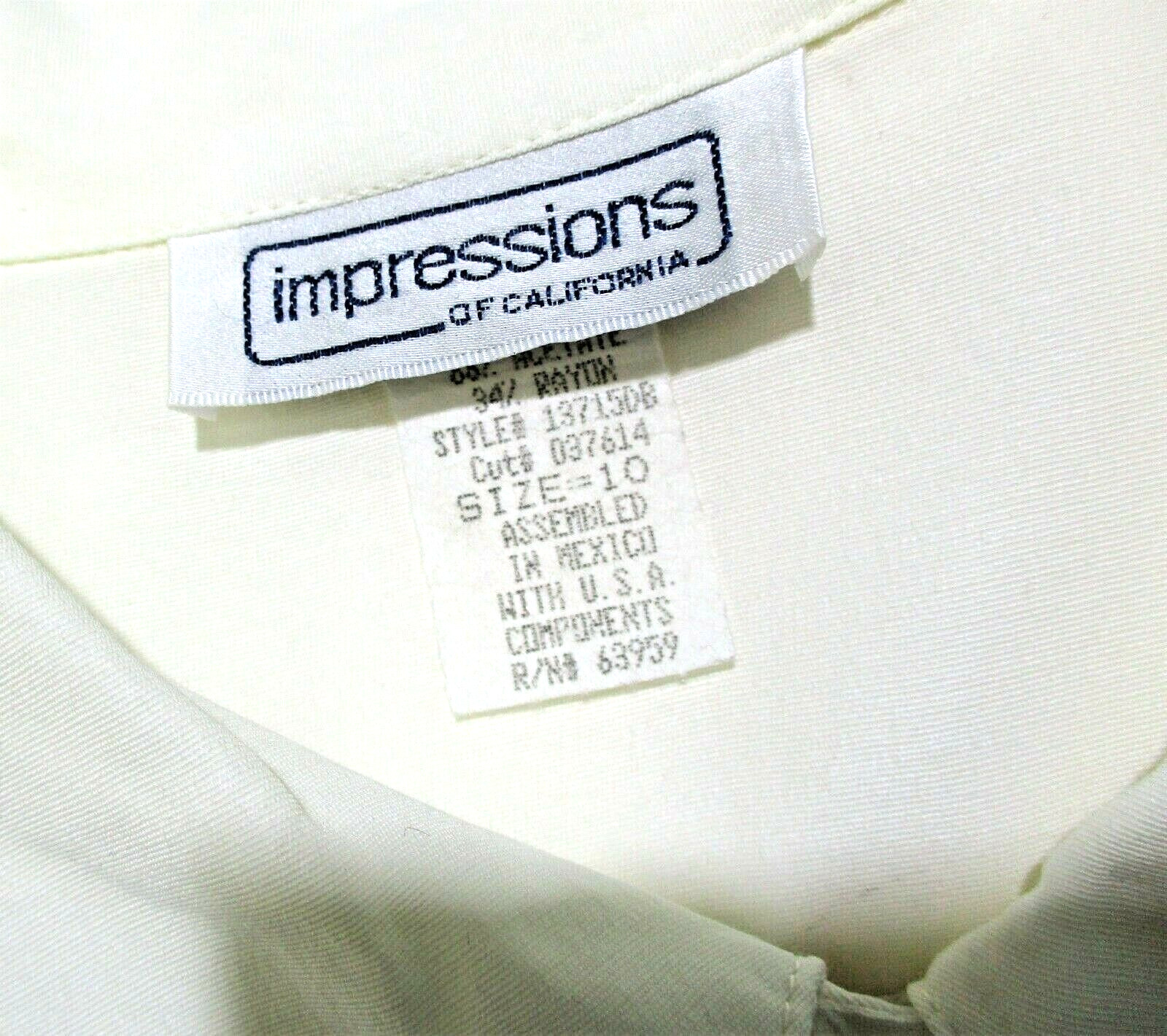 Vintage impressions Embroidery Ivory Cottagecore SS Blouse Size 10 Women’s EUC