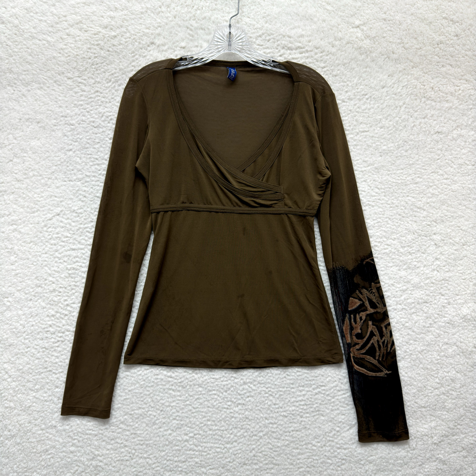Y2K Vintage Mesh Top Medium Brown Stretch Cyber Fairy Grunge Whimsigoth Italy
