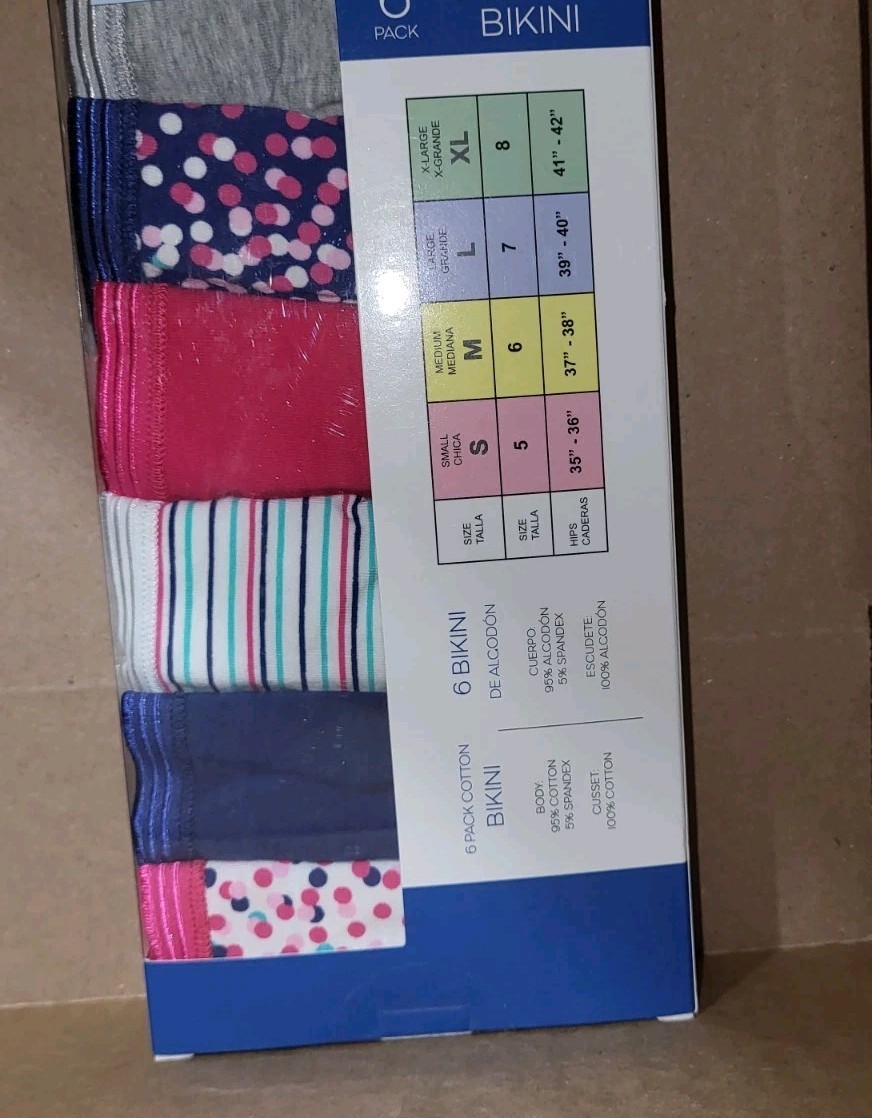 Lizwear 6 Pack Modern Styling Bikini Panty Polka Dot Multi Size Medium 6