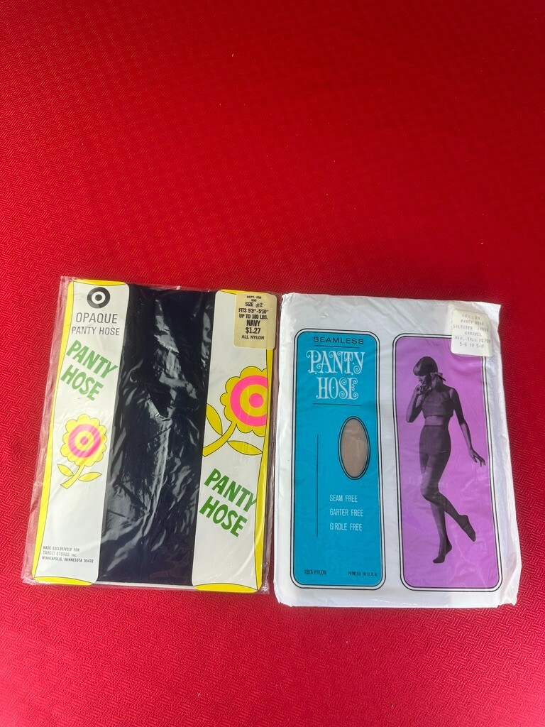 Mix 2 LOT VTG Panty Hose Target Opaque Navy Seamless Brown 5’6 – 5’8