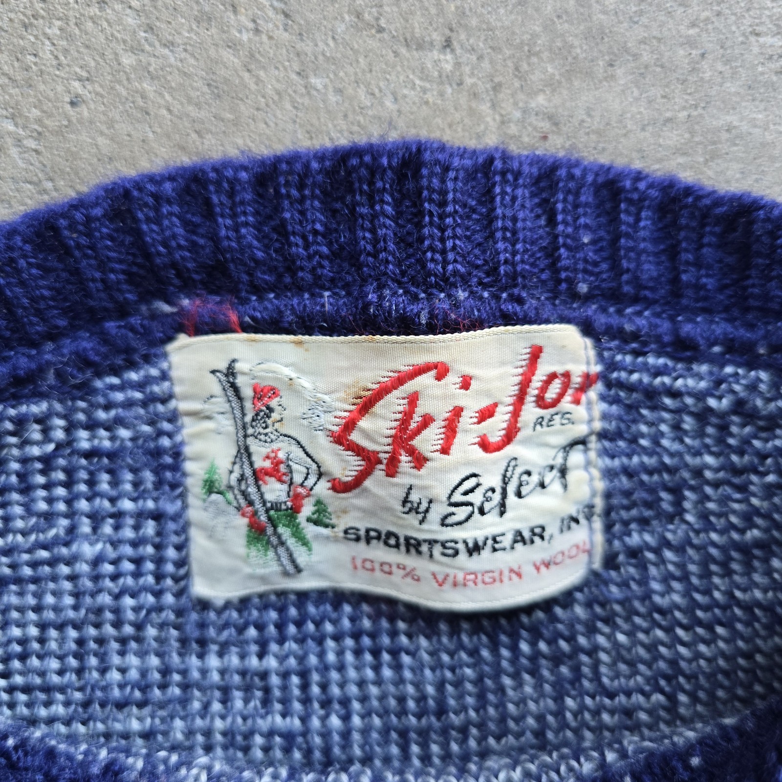 VTG 60s Ski Jor Joi Select Knit Skiiing Novety Sweater Youth