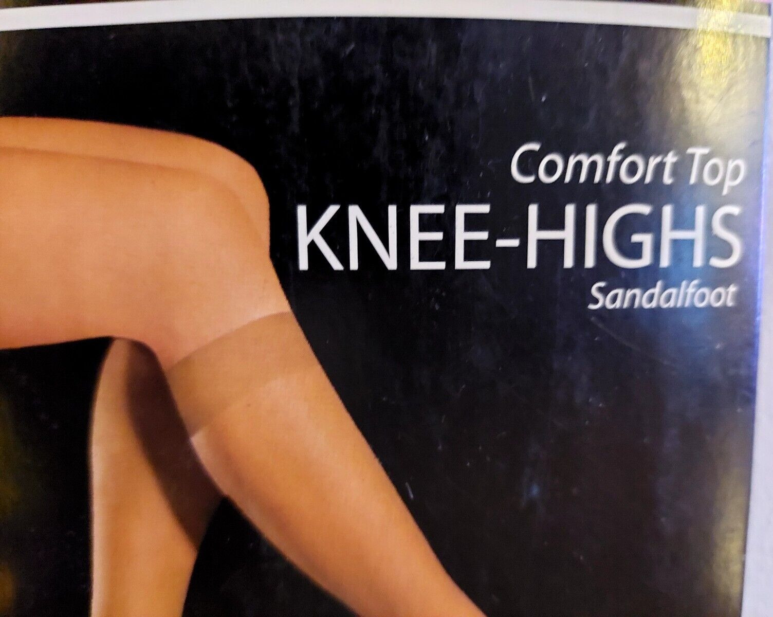Vintage Pantyhose Ravinia Knee High Comfort Top Color Jet Black Queen Size BSDR1