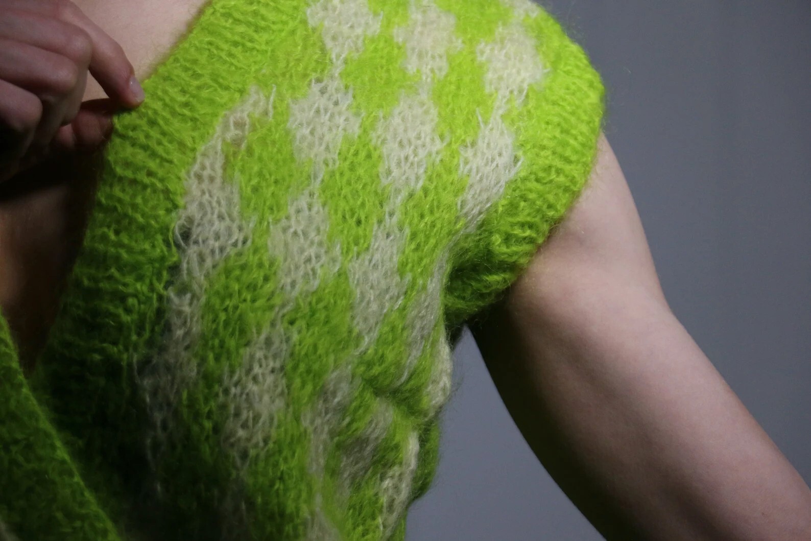 vintage 60s neon bright dayglo harlequin sleeveless sweater vest unique luxury