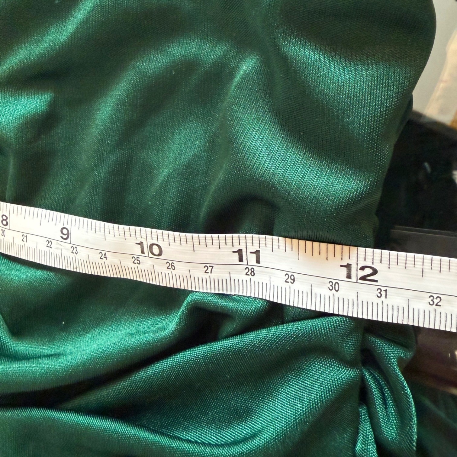 VTG Filigree Ltd Emerald Green Ruched V-Neck Midi Dress 80s Made in USA Size 8