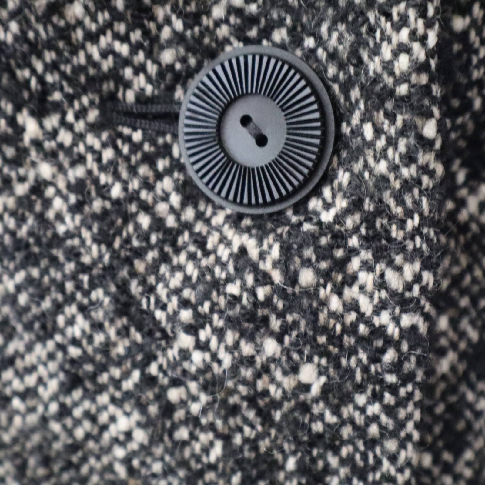 Vtg Jobis High Class Black Tweed Jacket w Black Fur Collar Sz Small Germany