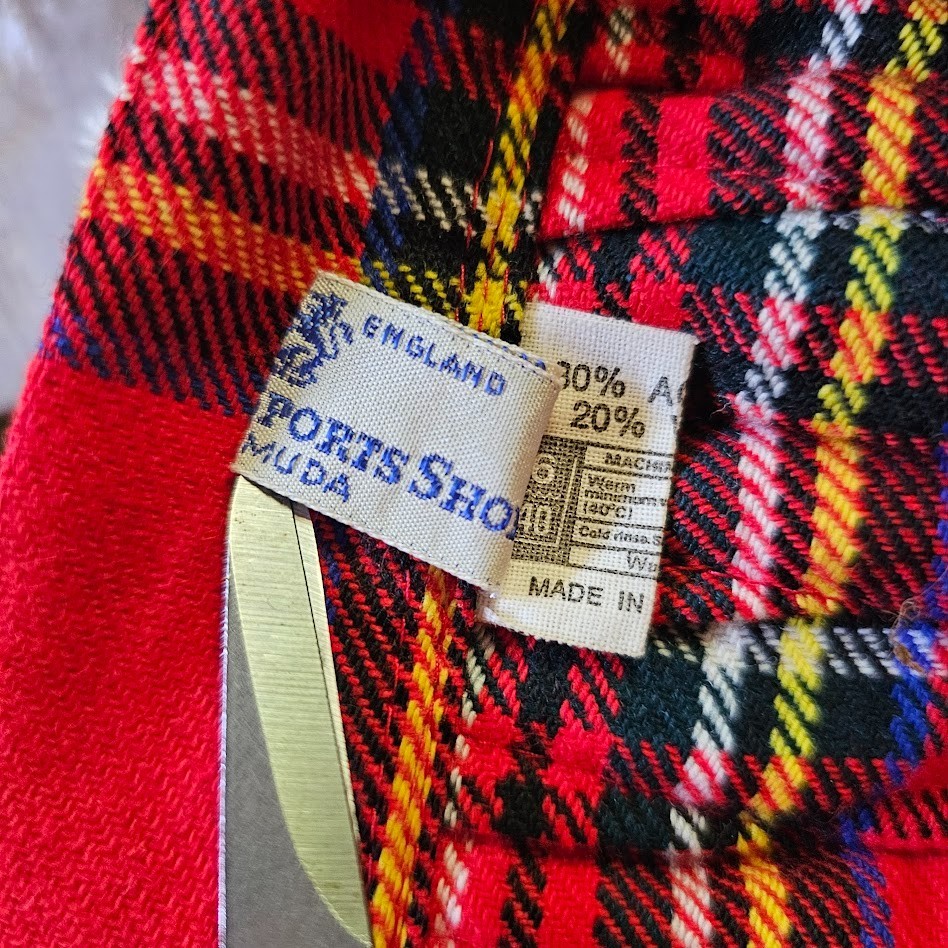 Vtg 80s British Punk Tartan Plaid Accordion Pleated Wool Buckle Wrap Skirt XS/S