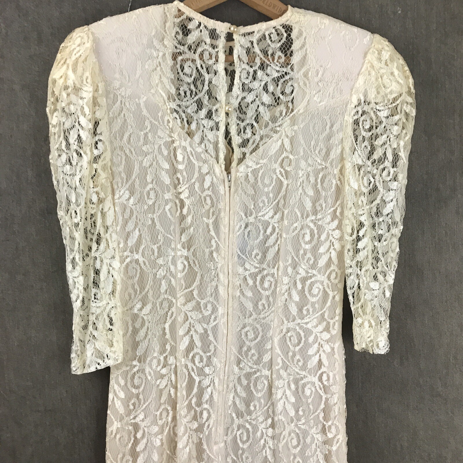 VTG Ala Carte California 80s Cream Color Lace Party Prom Wedding Dress Size 7/8
