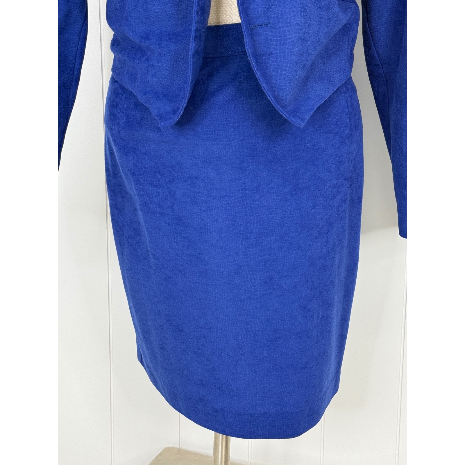 Vintage By Choice A Byer Royal Blue Skirt Suit Women Size 3 80s Power Suit Crop