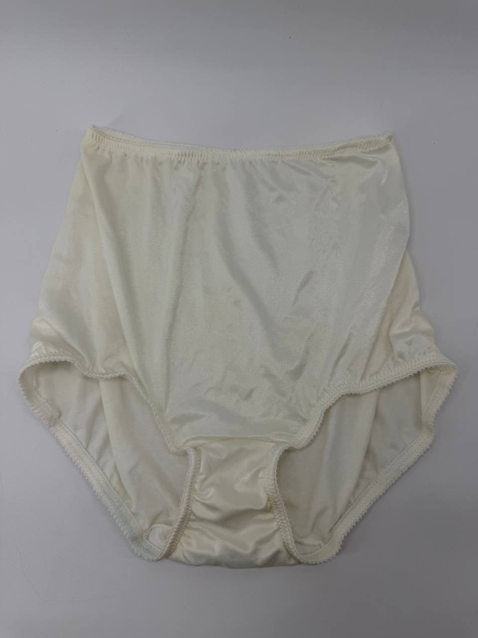 Vintage Woolite Silky Hi Cut Brief Panties Ivory Nylon Lycra Size 00L USA