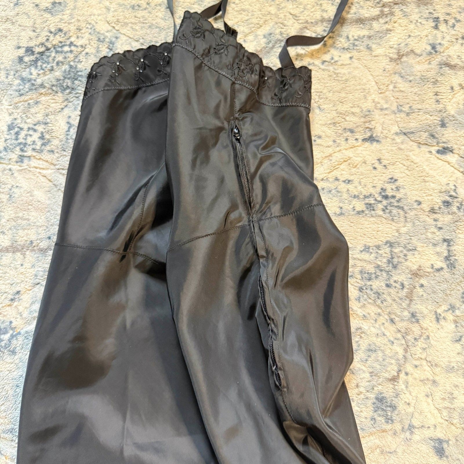 Y2K Barbizon Ariel Taffreda Vintage Full Slip Dress Black Zippered 1950s Sz 9