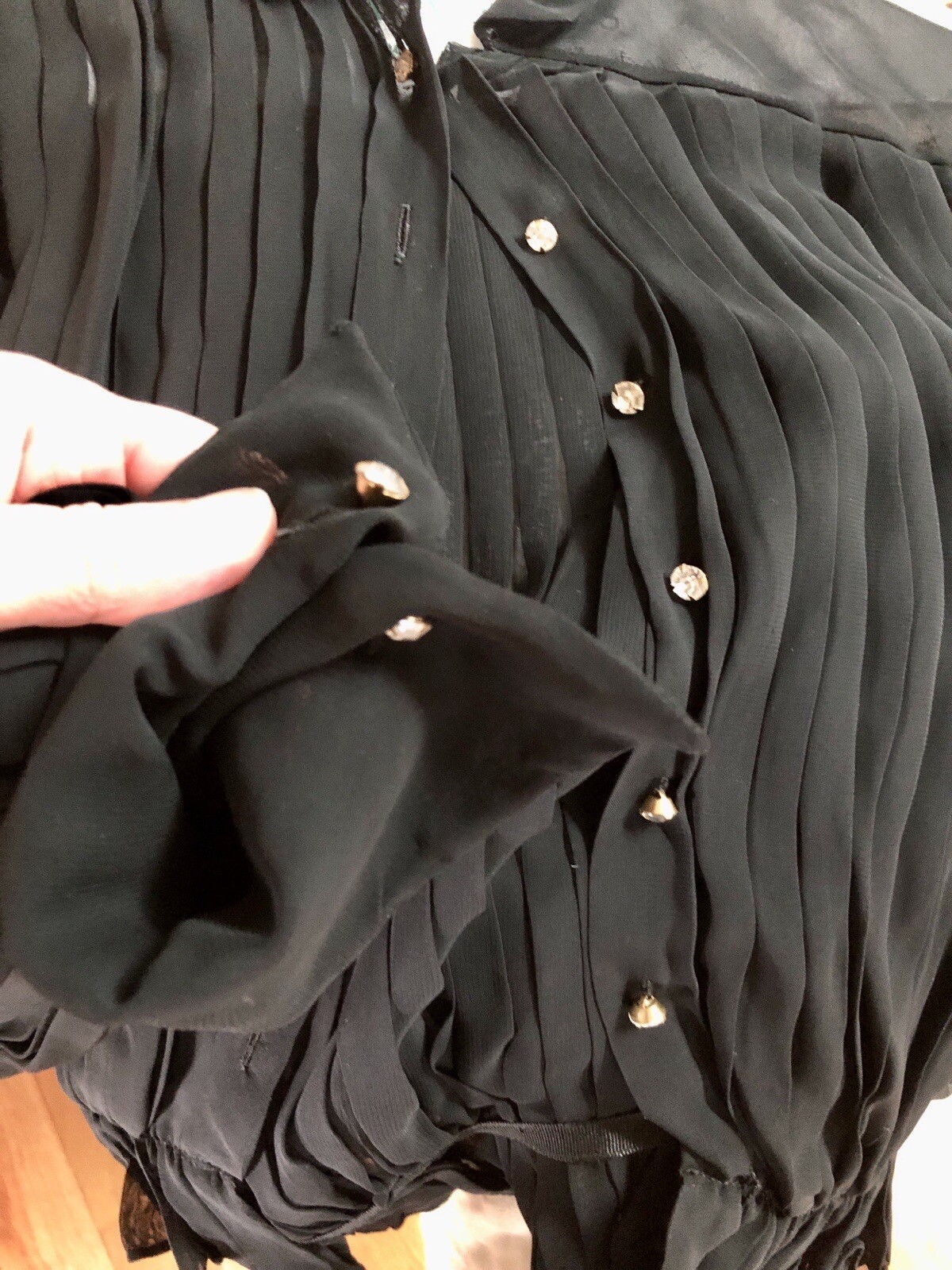 VTG 1940s „NEW LOOK” Chiffon BALLOON SLEEVE Cocktail Blouse & RAYON VELVET SKIRT