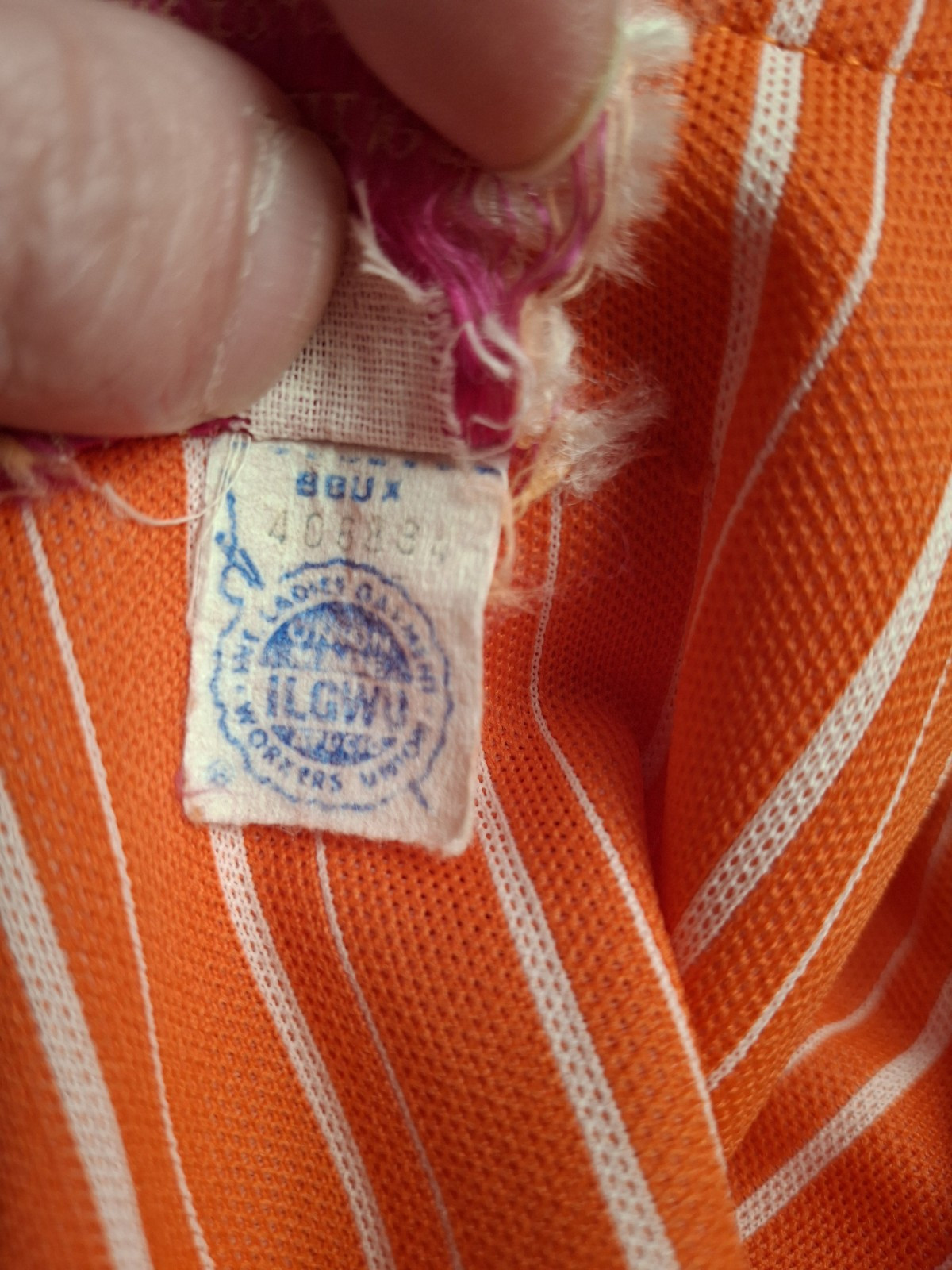 Vintage Stacy Ames Dress Orange White Vertical Stripe 50/60s Int Ladies Garment
