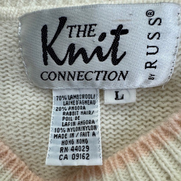 Vintage Lambswool Angora Sweater Cream Blush Soft Girl Coquette Cottagecore Knit
