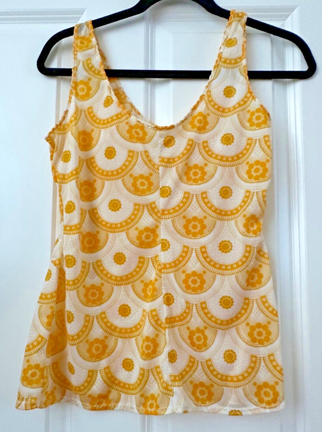Vintage 1970s Women’s Short Nylon Camisole Tank Top Yellow No Tag Size S?
