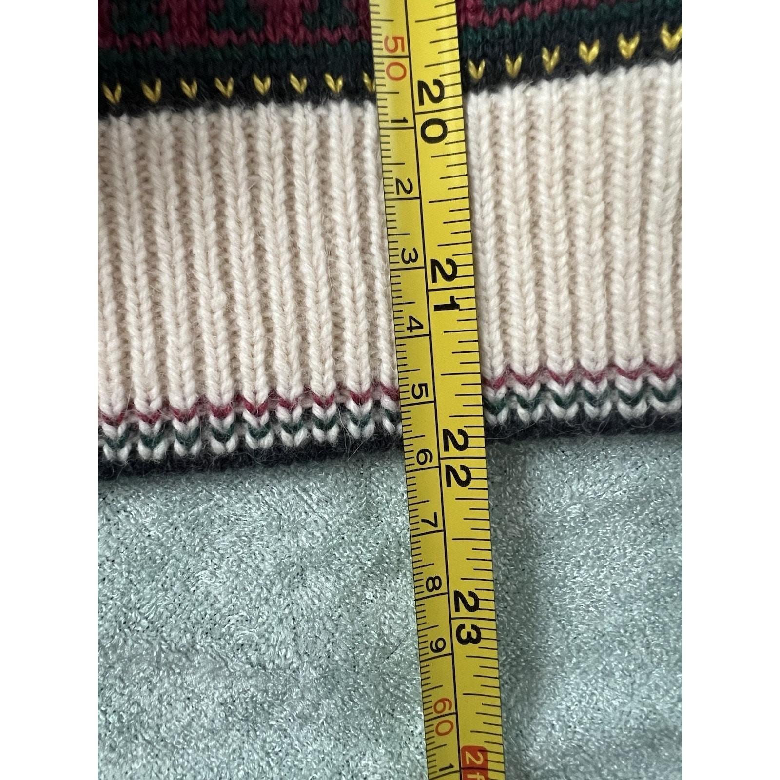 Vintage Cullinane Fair Isle Cardigan Sweater Scarf Cream Red Green Wool Angora