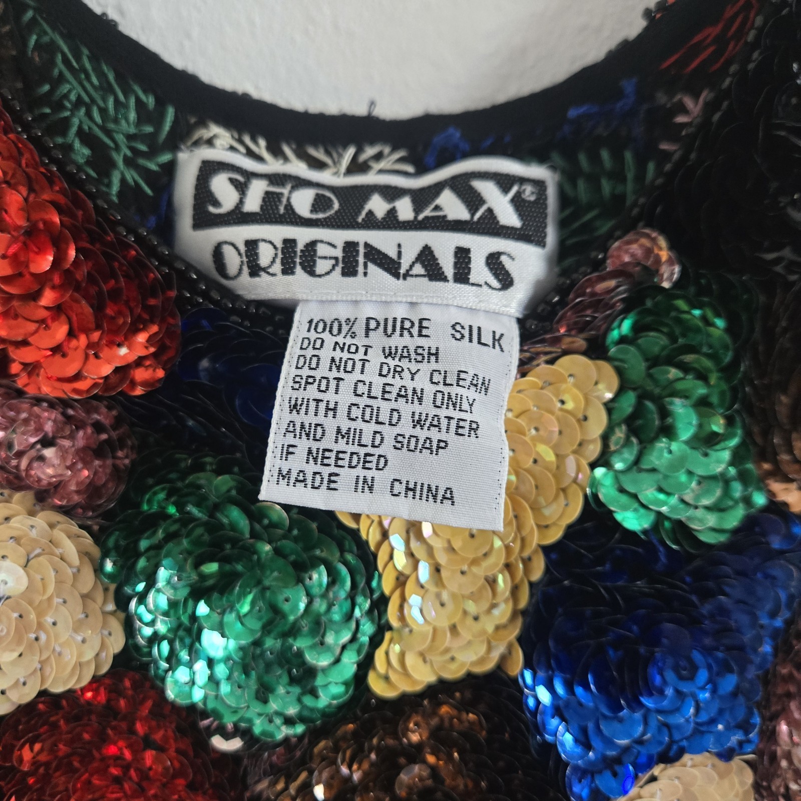 Vtg Sho Max Originals Tank Top Sequence Pure Silk Size Medium
