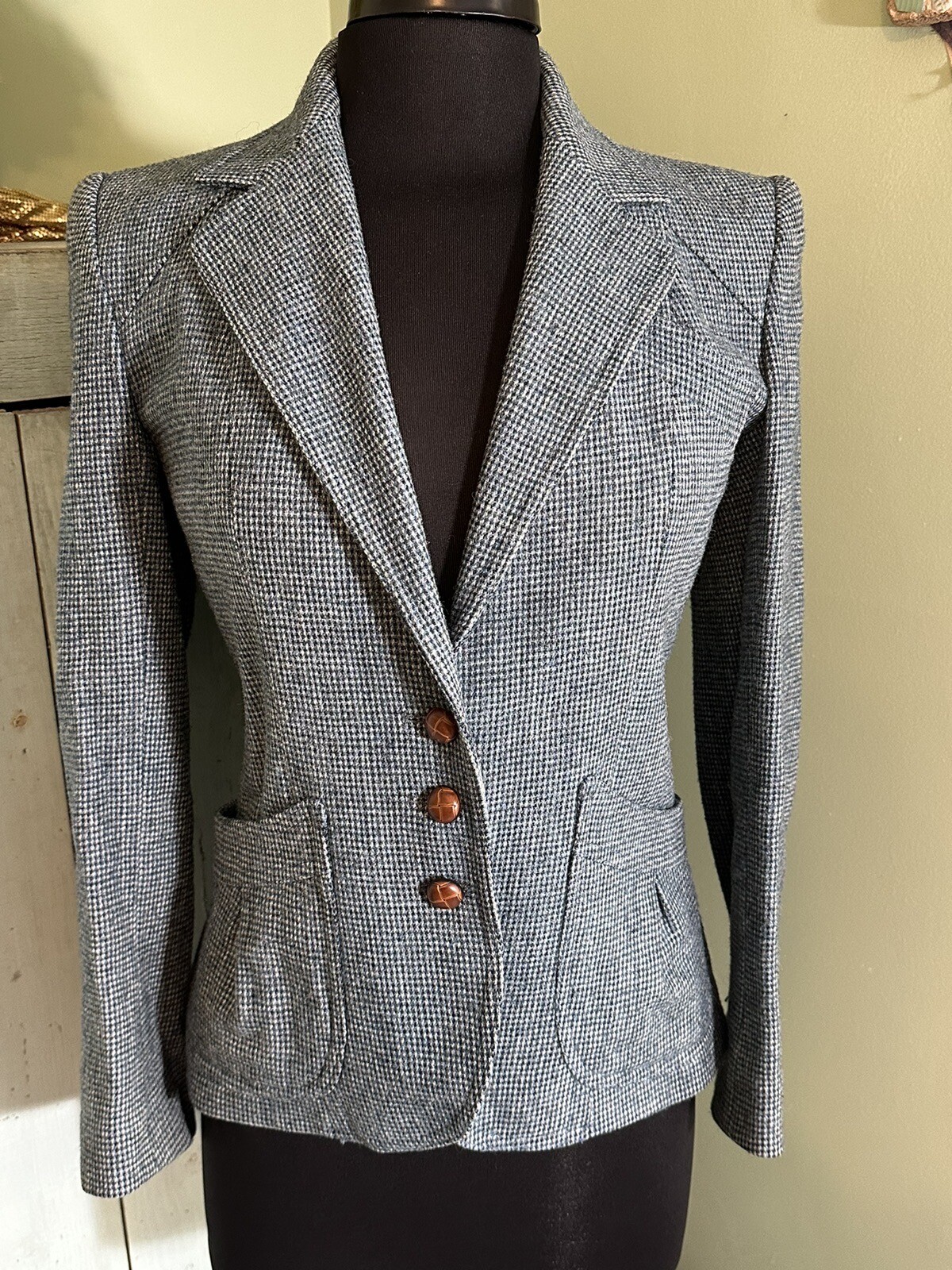 Vtg Women’s Wool Equestrian Tailored Blazer Pouf-Sleeve Sz 9/10 Peabody House