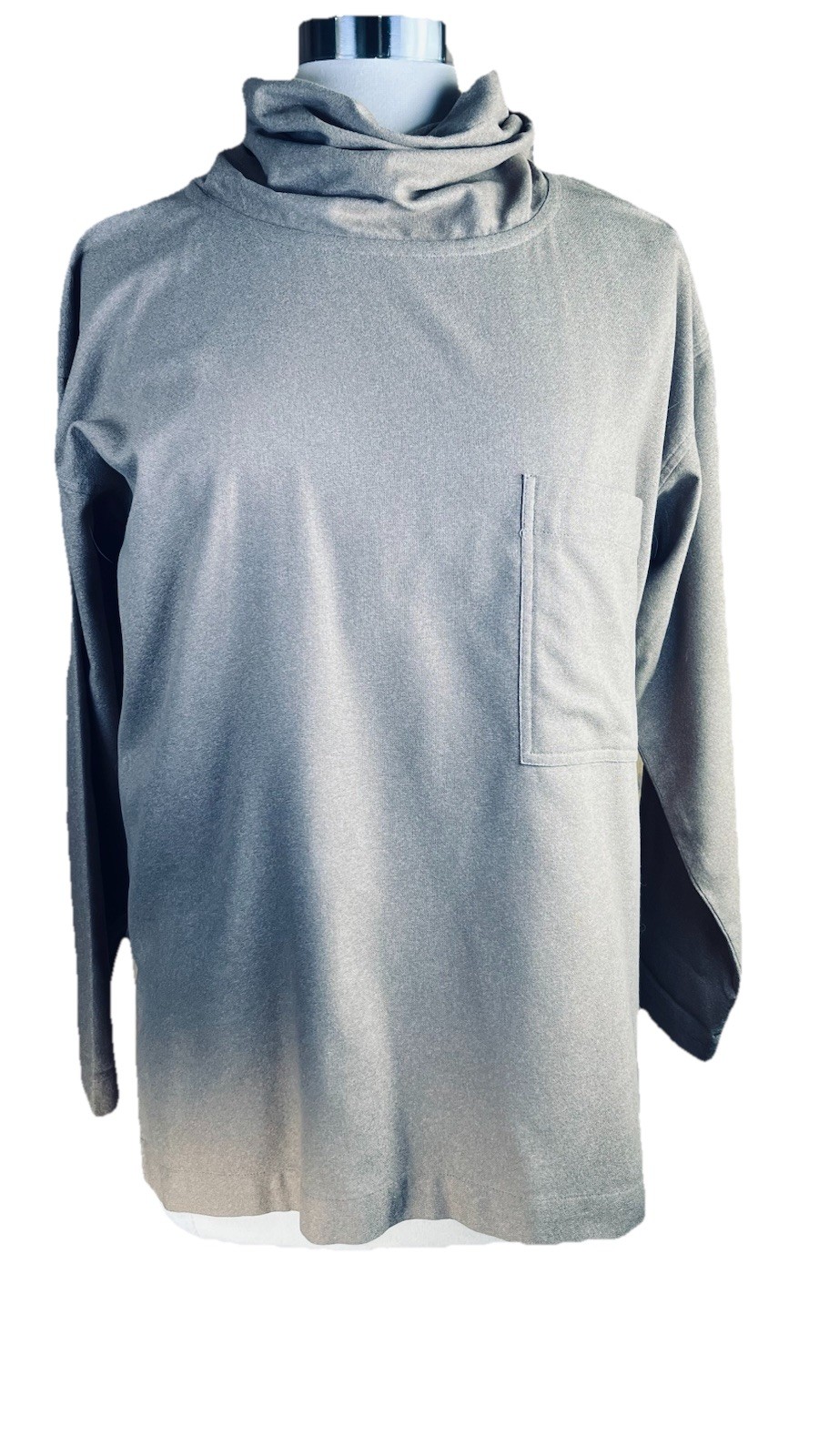 Vintage PLANTATION (XS) By ISSEY MIYAKE Brown Top Japan Funnel Neck Pocket