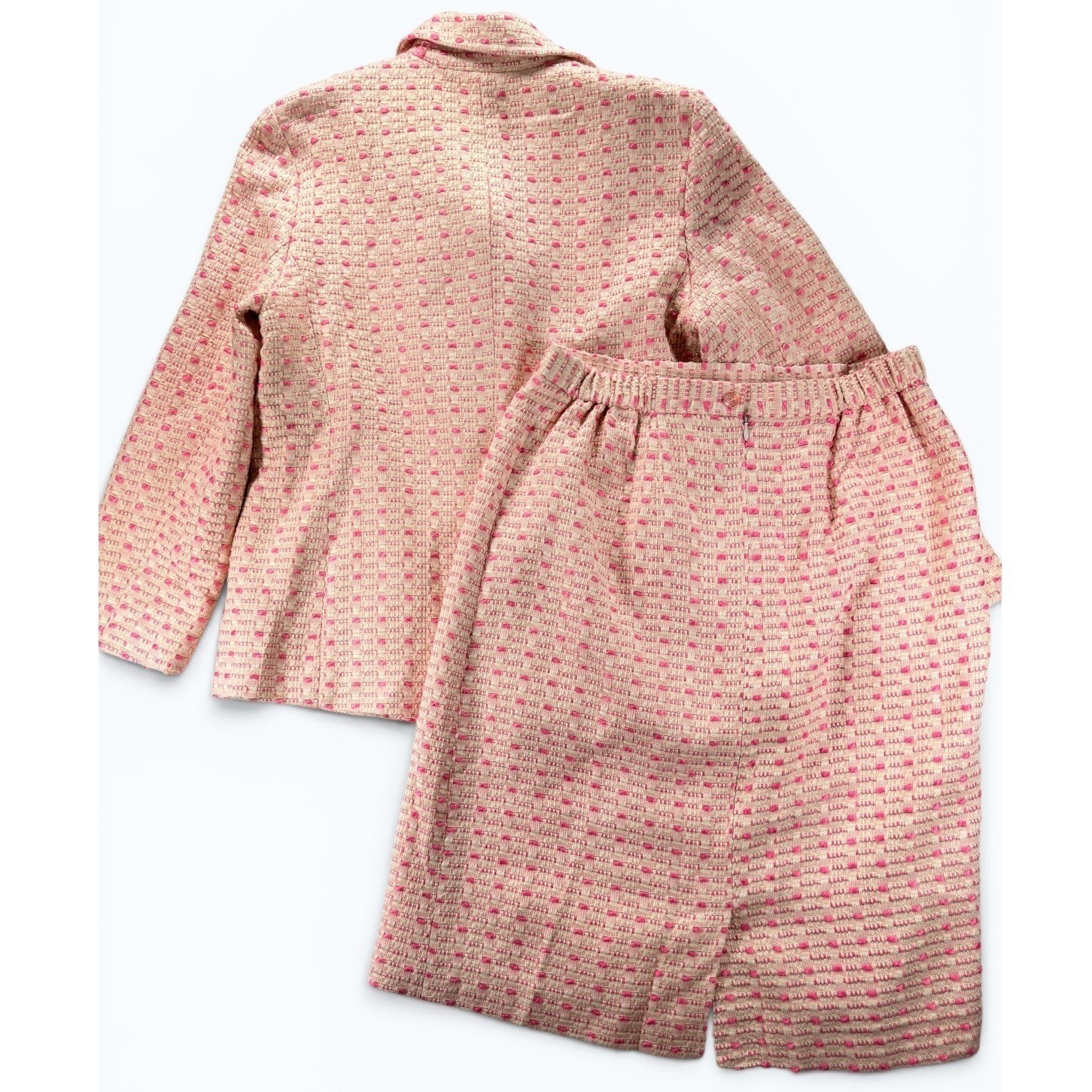 Vintage J.G. Hook Pink Bouclé Tweed Skirt Suit 2 Pc Women’s 16W