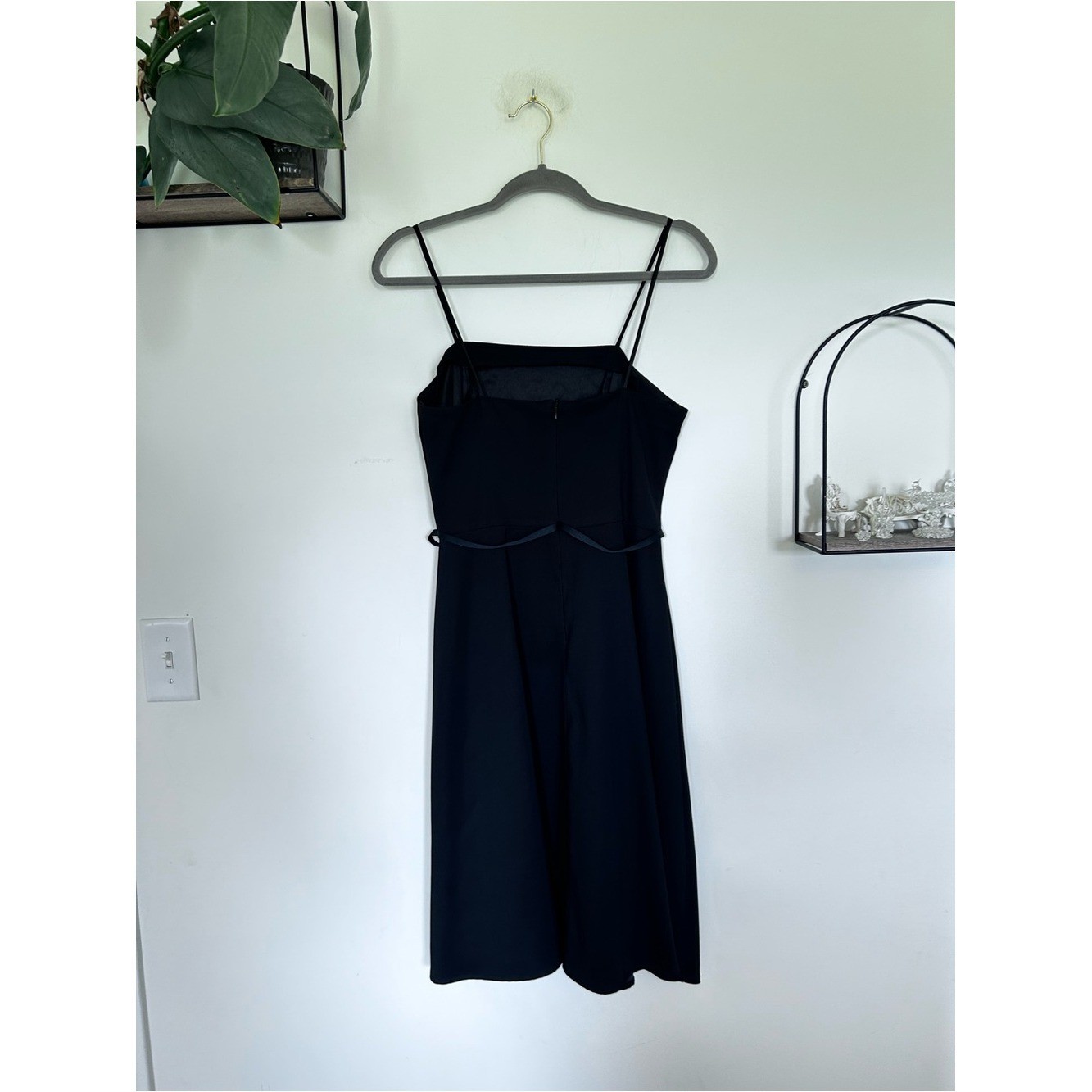 Vintage CDC Black Beaded Spaghetti Strap Knee Length Dress Size 6