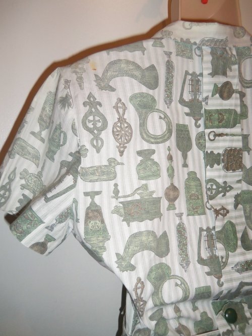 Vtg 50s VIRGINIA HART Cotton Fabric KITCHEN THEME Belt Dress DEADSTOCK M L NOS