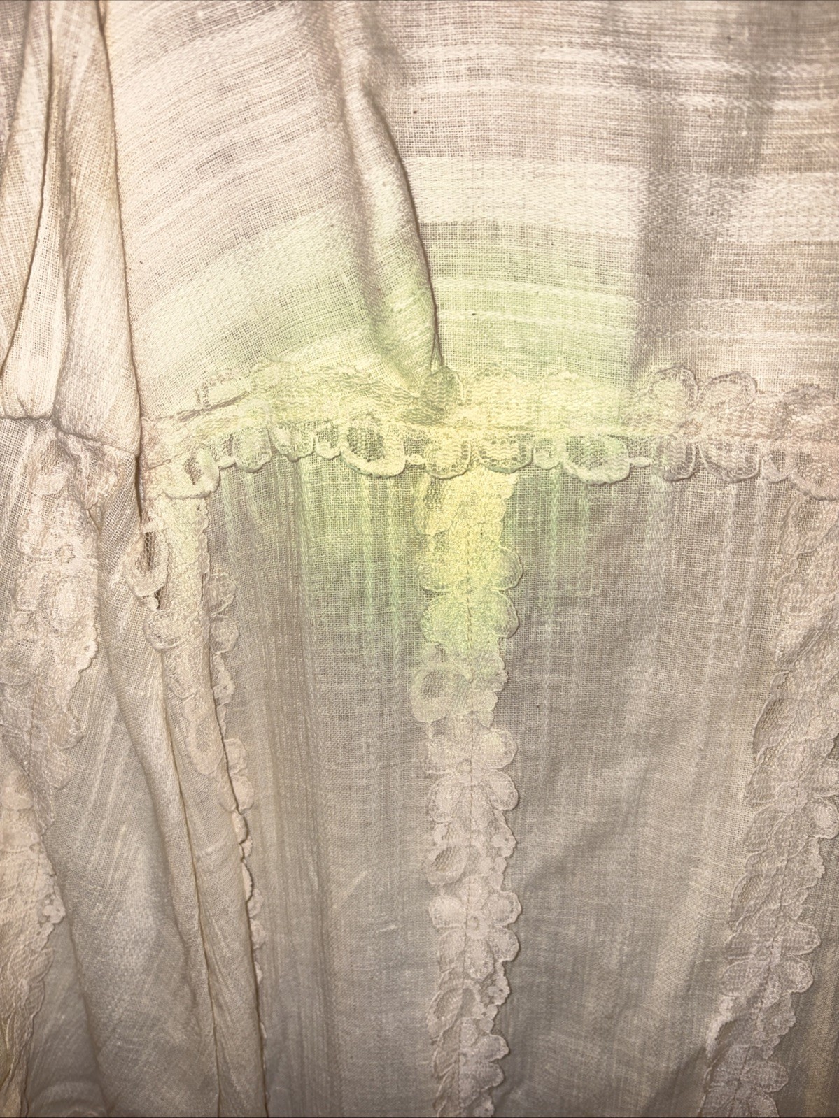 Vintage 60/70s Alfred Shaheen Miss K Sz 5-6 Maxi BoHo Wedding Dress Lace Trim