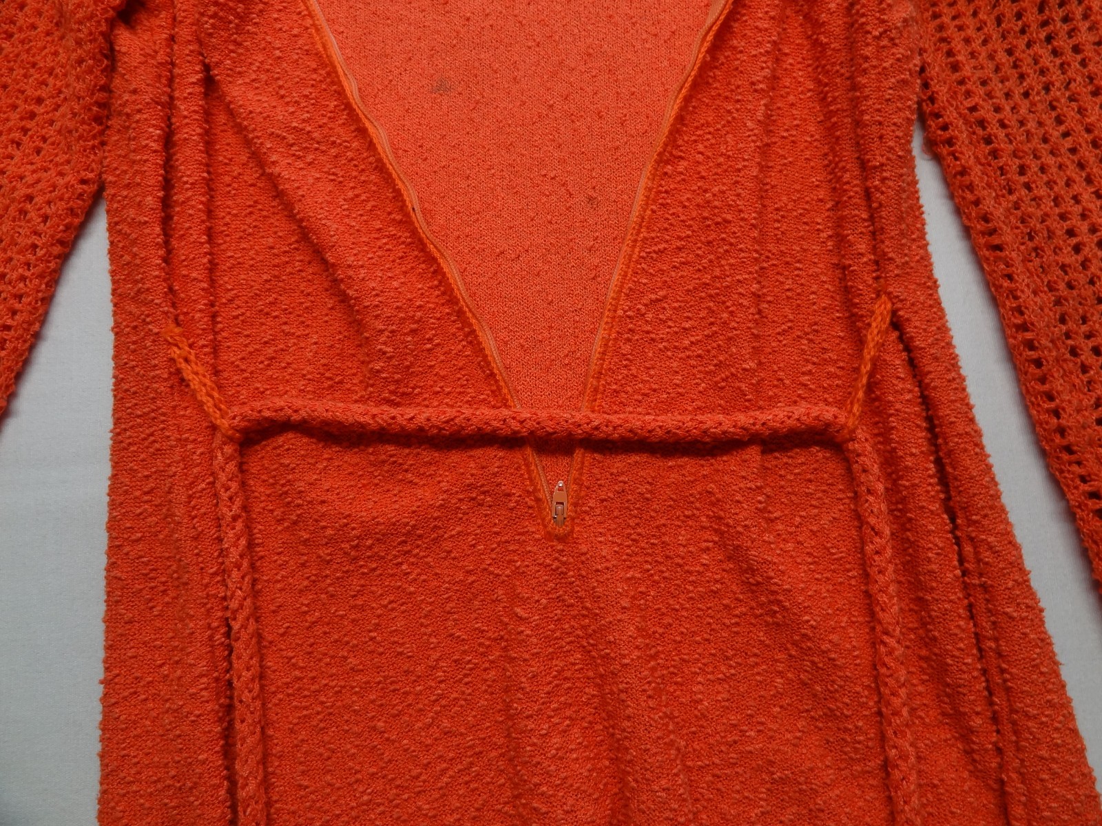 M Katrina Custom of California VTG Orange Knit Dress Evening Talon Long Sleeve