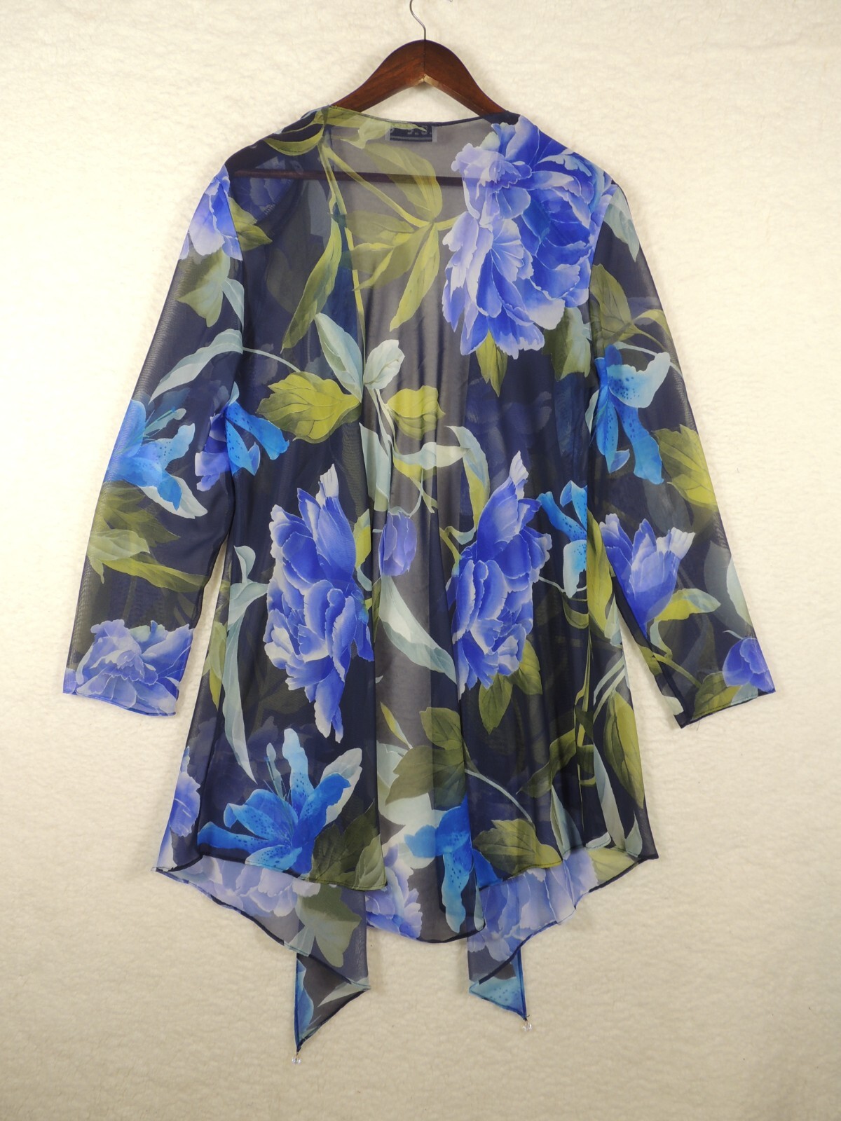 Cardigan Top Size Med? Lolette Sheer Open Front Cover Up Wavy Kimono See Measure