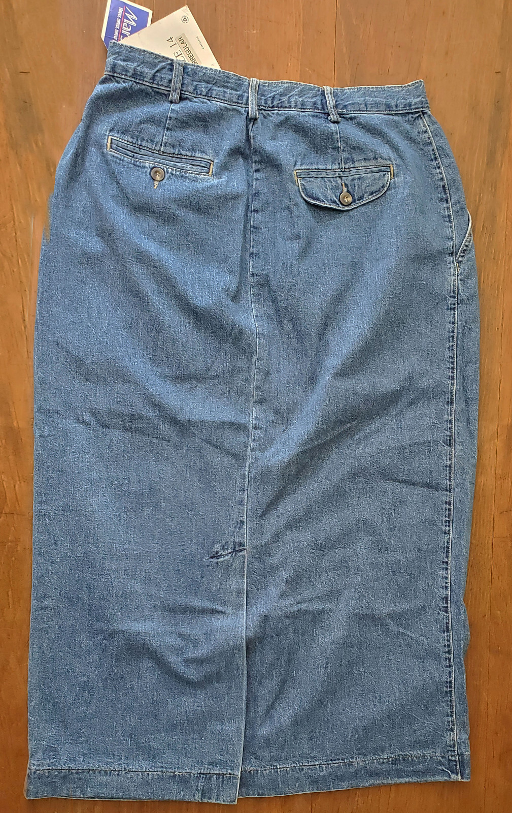 Vintage Dockers Medium Blue Cotton Denim Maxi Skirt Classic Sz 14 NWT 1992