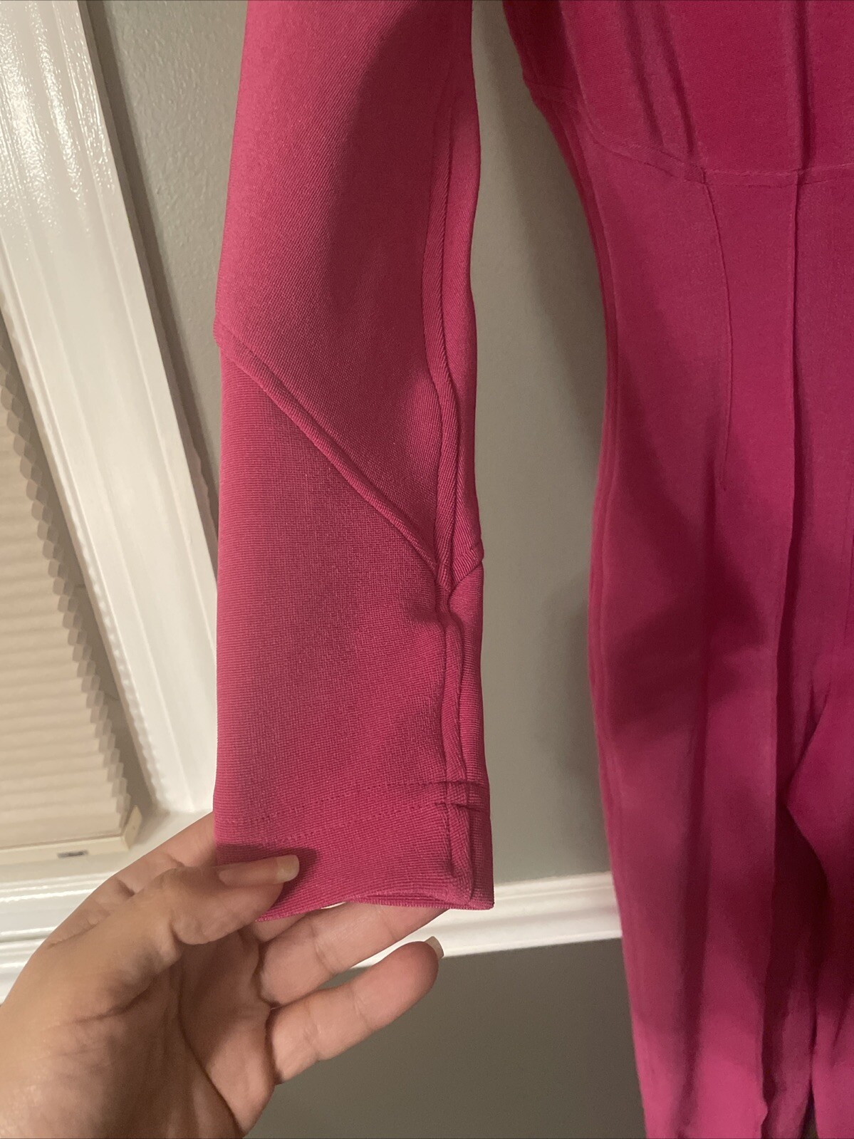 Vtg Tadaski Hot Pink Zippered Jumpsuit Shoulder pads And Stirrups Size S Rare