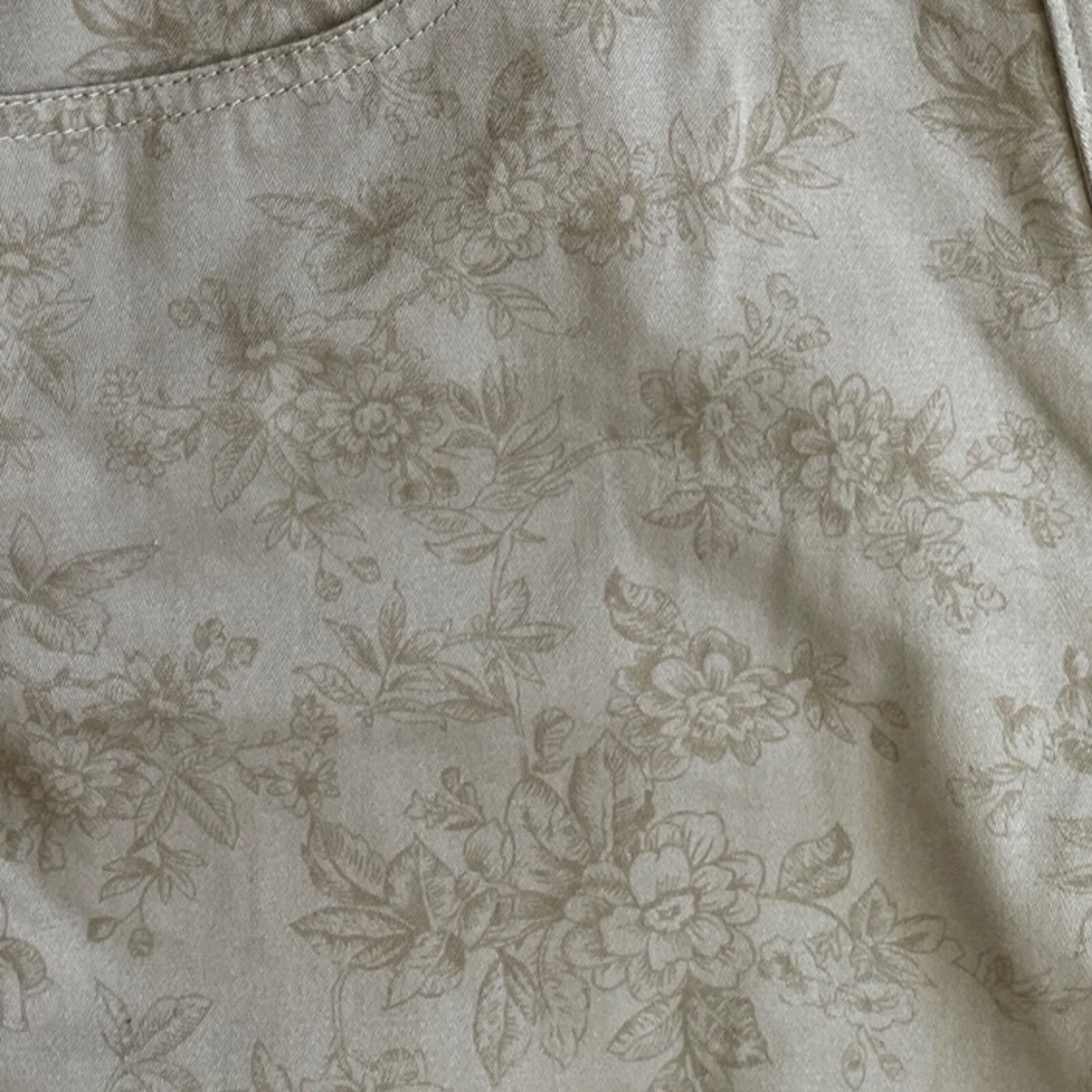 Vintage Floral Print Pants Size Medium 30″ Waist 1990s Taupe Twill Cotton