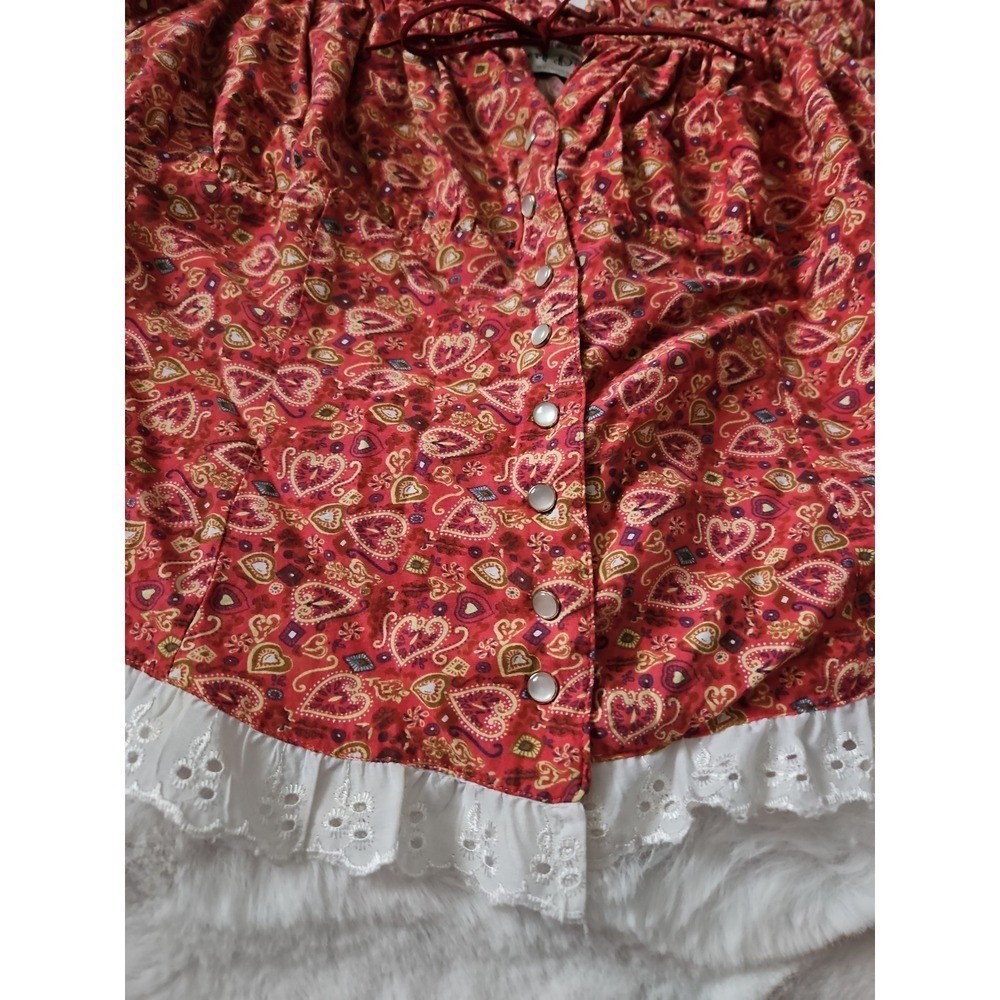 Vtg 90s Desert Diva by Sherry Holt Red Paisley Peasant Top L Western Cottagecore